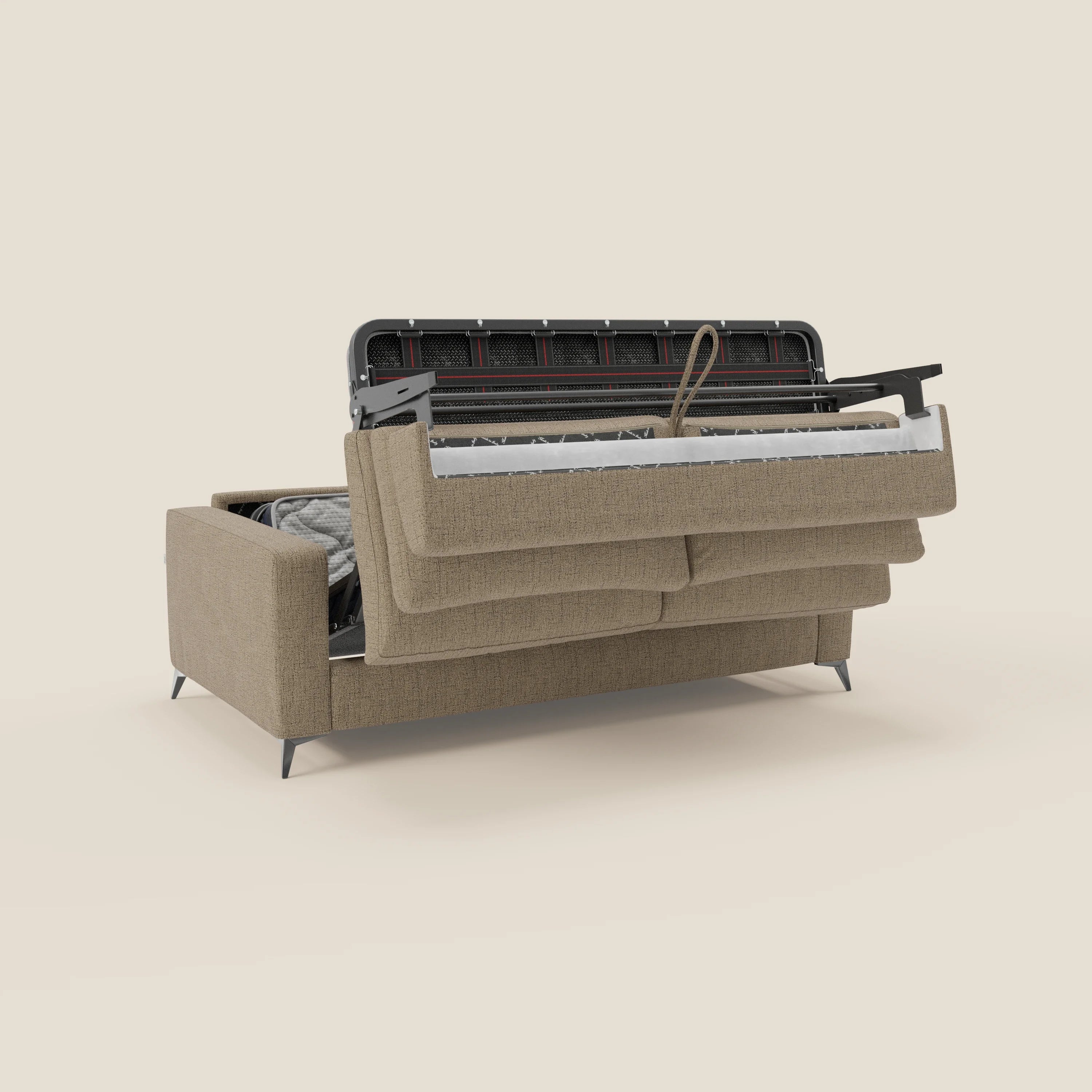 Alaya canapé convertible avec coussins de dossier douillet en tissu imperméable T03 marron
