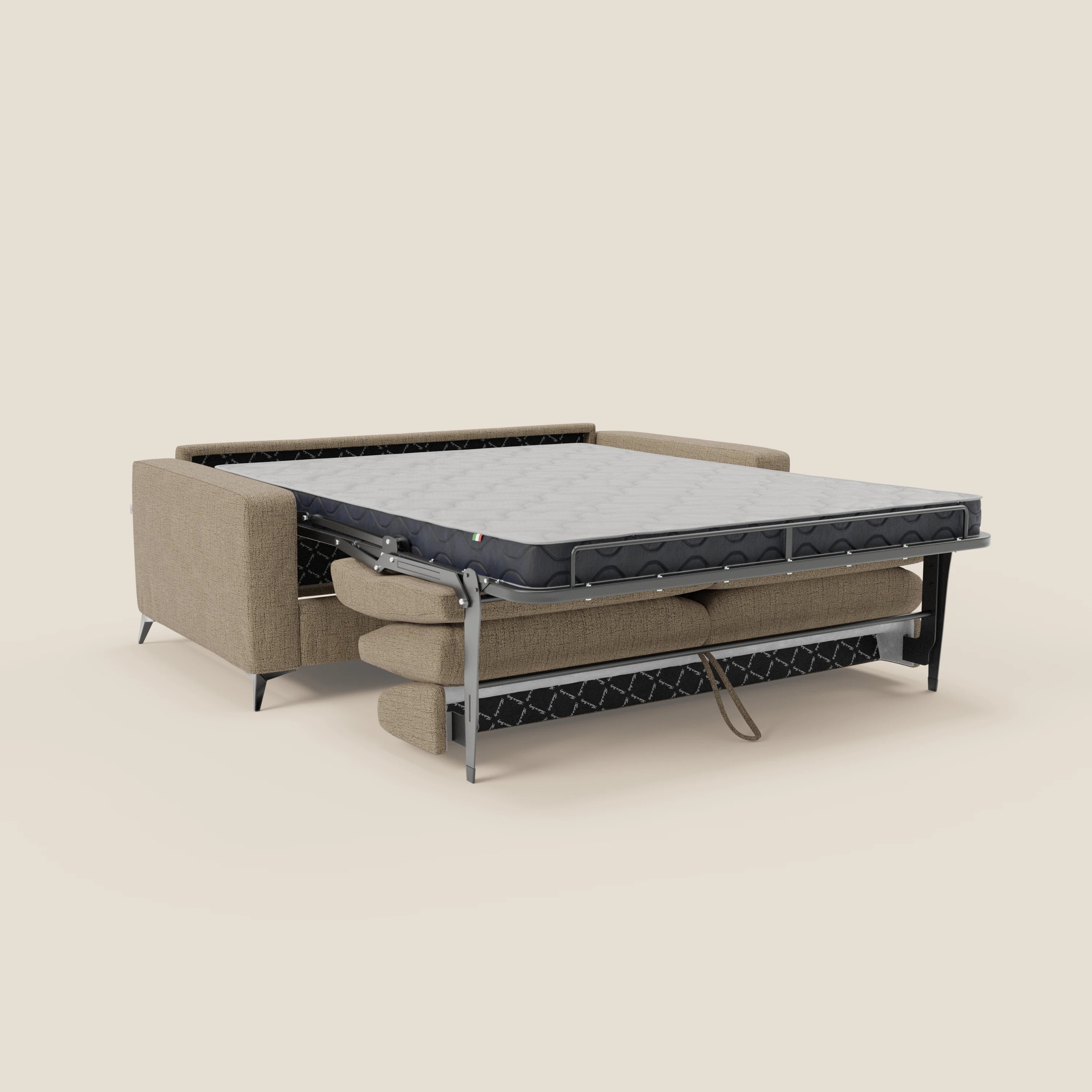 Alaya canapé convertible avec coussins de dossier douillet en tissu imperméable T03 marron