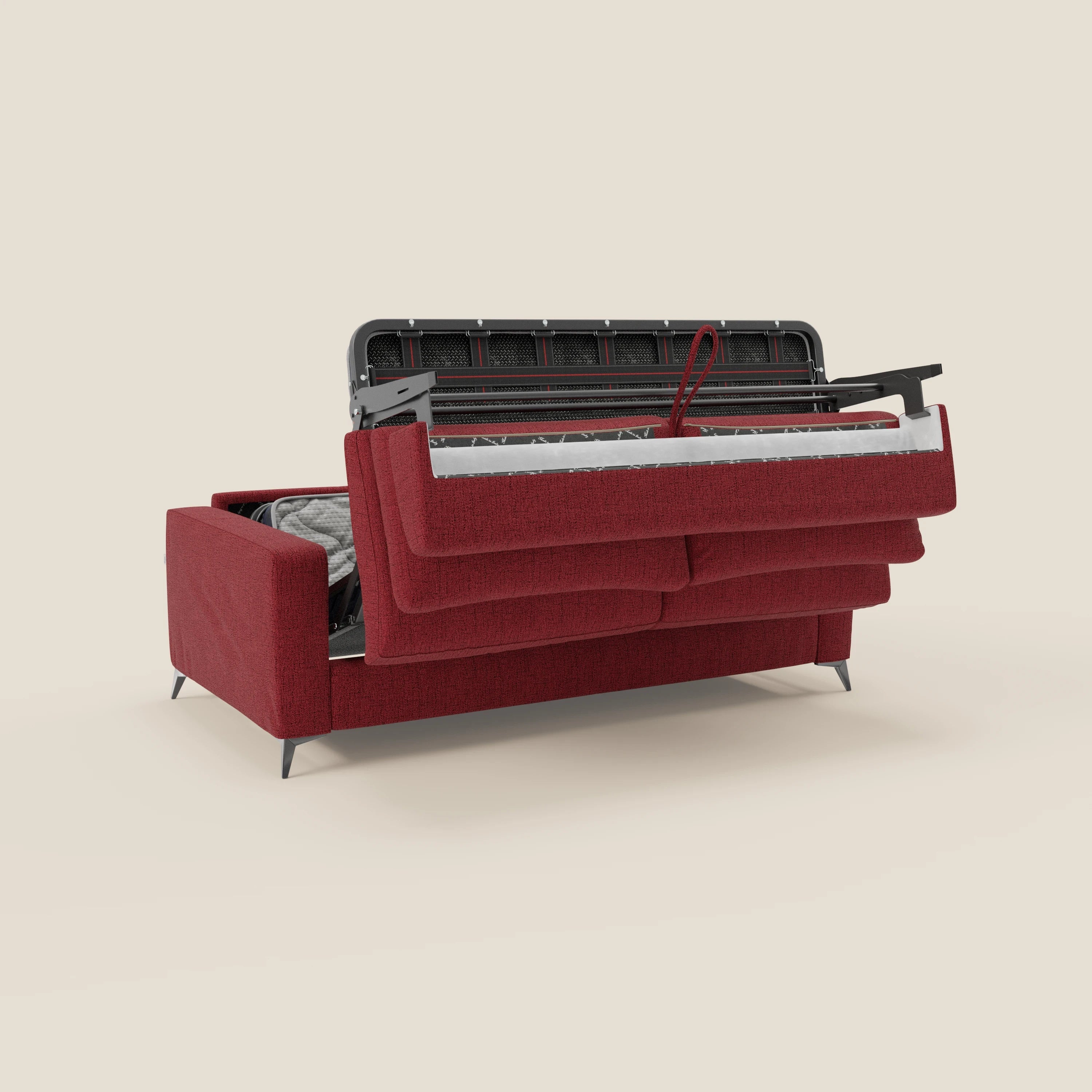  Alaya canapé convertible avec coussins de dossier douillet en tissu imperméable T03 rouge