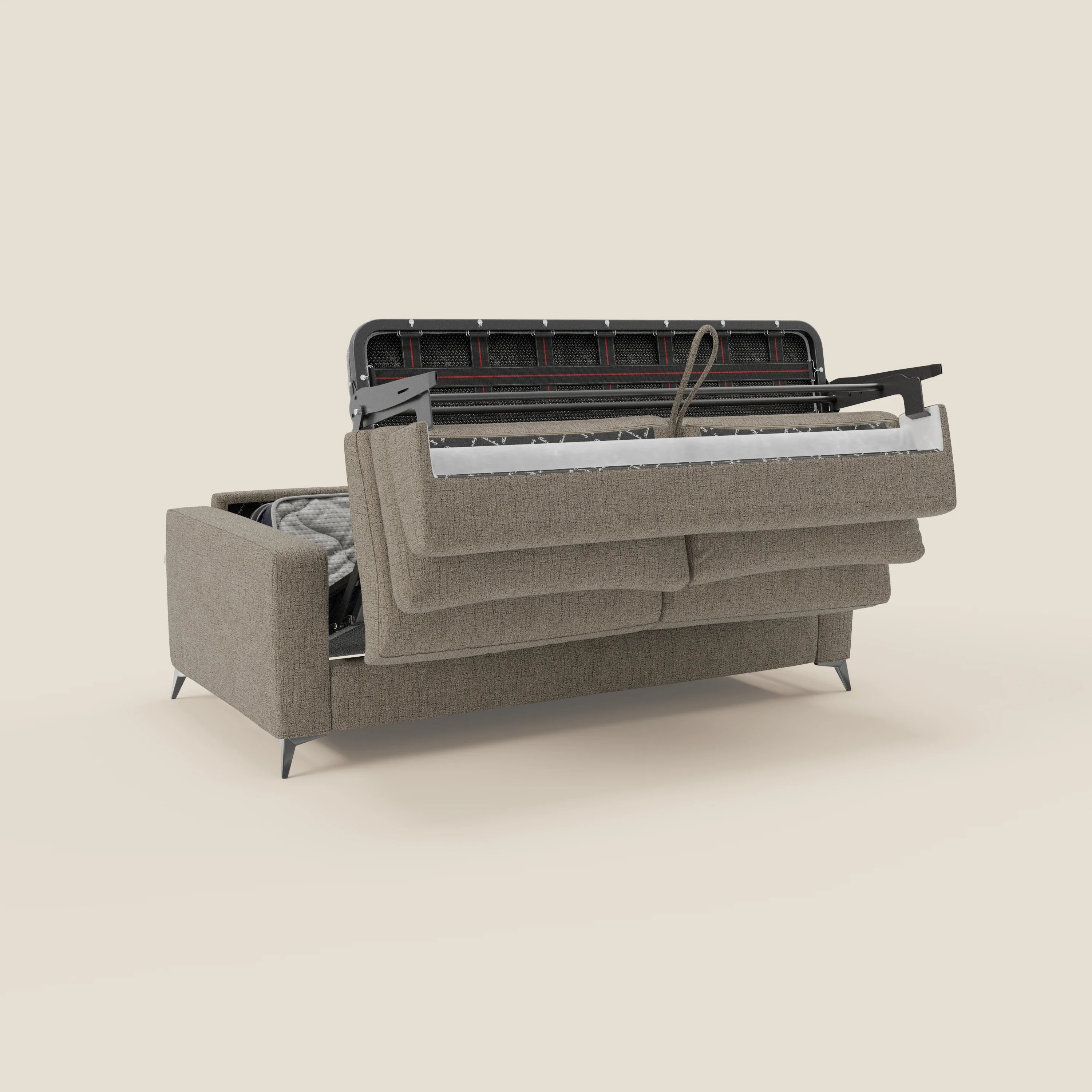 Alaya canapé convertible avec coussins de dossier douillet en tissu imperméable T03 taupe