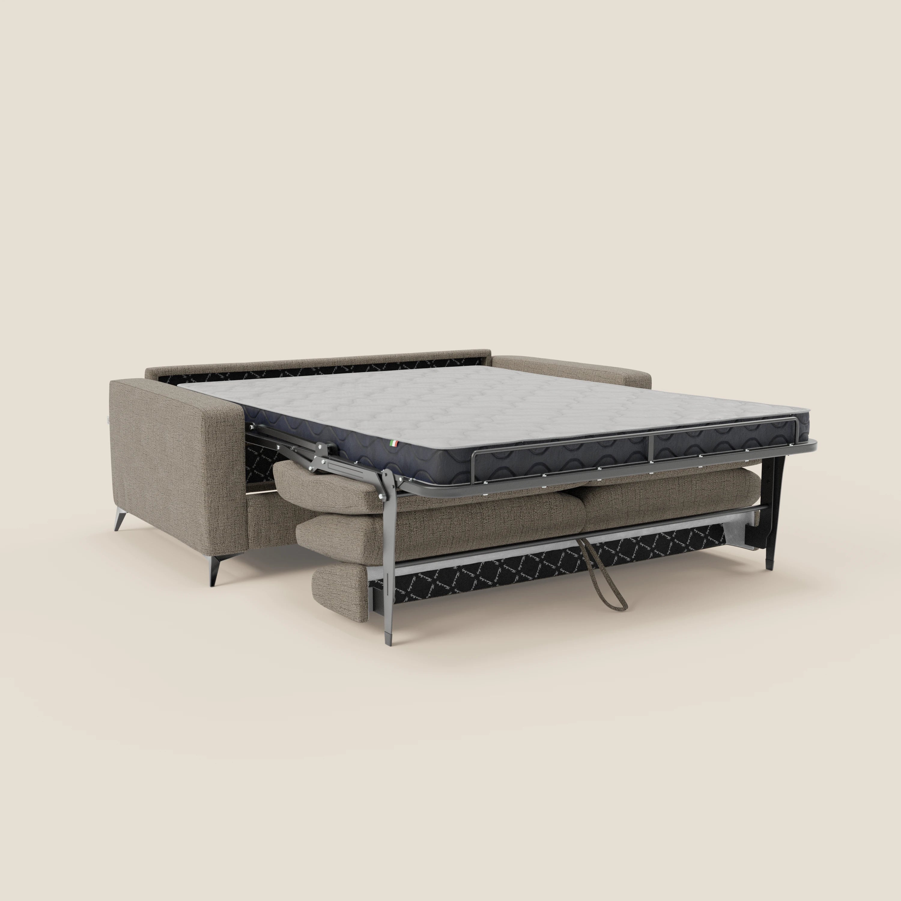 Alaya canapé convertible avec coussins de dossier douillet en tissu imperméable T03 taupe