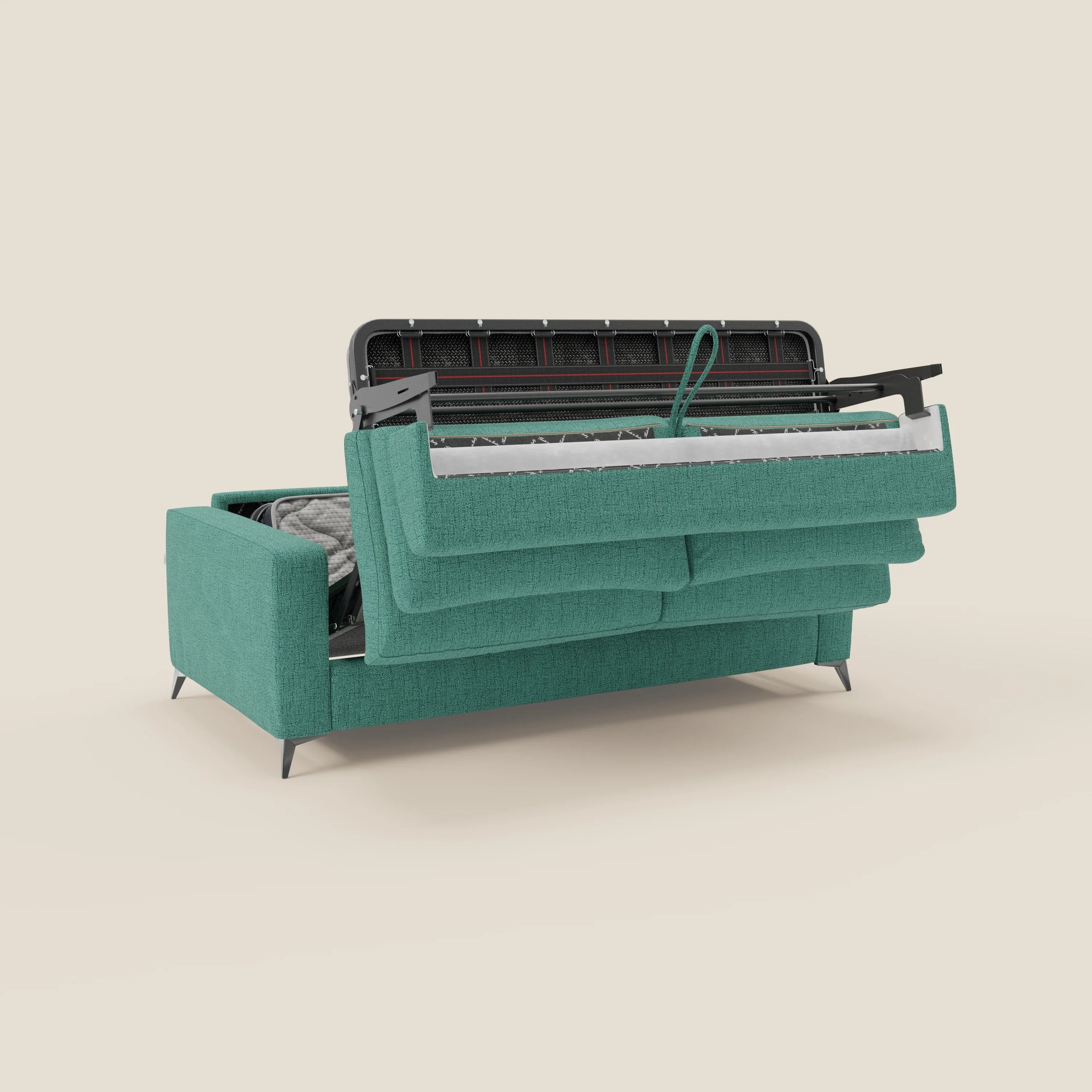 Alaya canapé convertible avec coussins de dossier douillet en tissu imperméable T03 vert aquamarine