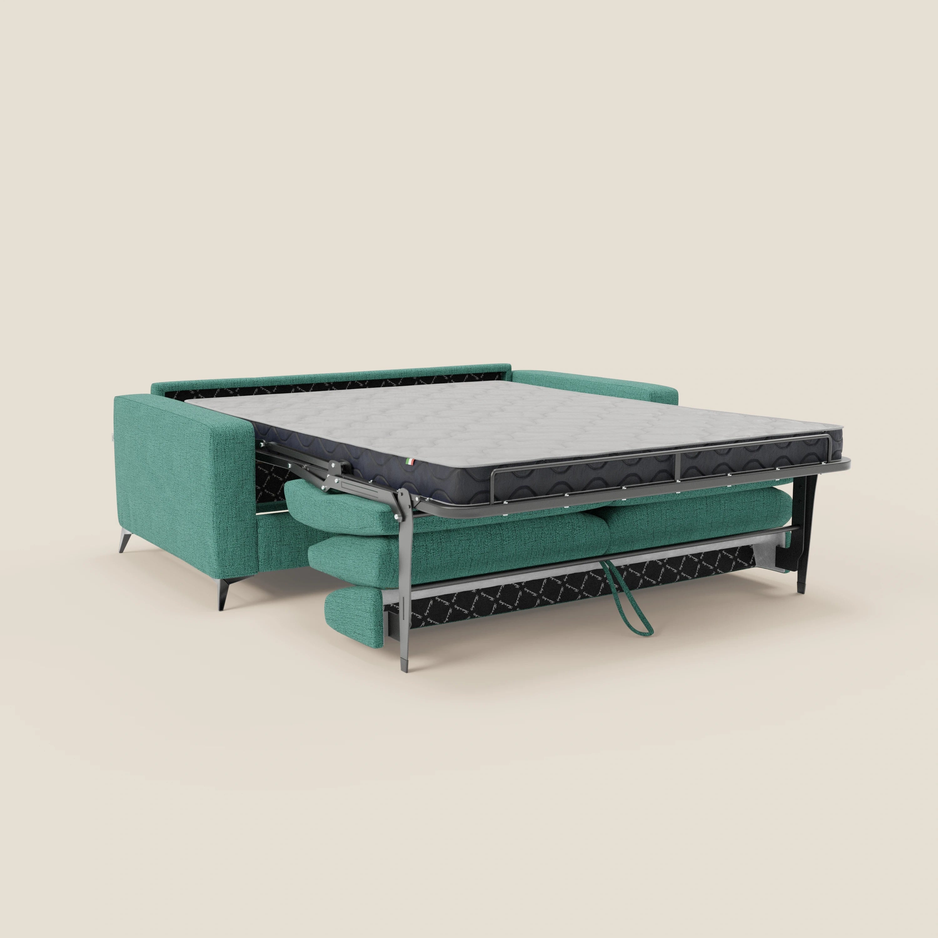 Alaya canapé convertible avec coussins de dossier douillet en tissu imperméable T03 vert aquamarine
