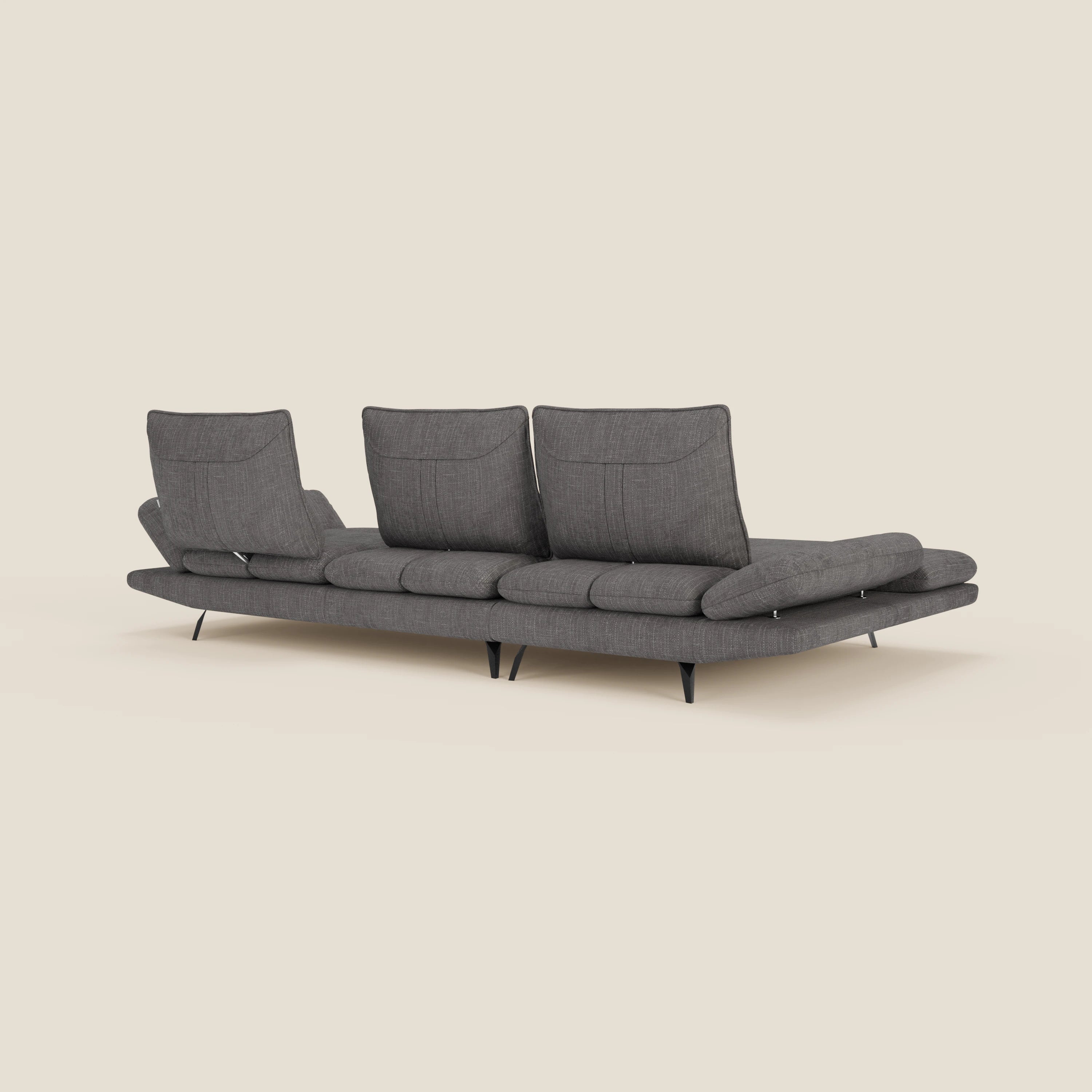 Ardex Canapé avec méridienne - dossiers coulissants et accoudoirs réglables en élégant tissu imperméable T06 anthracite