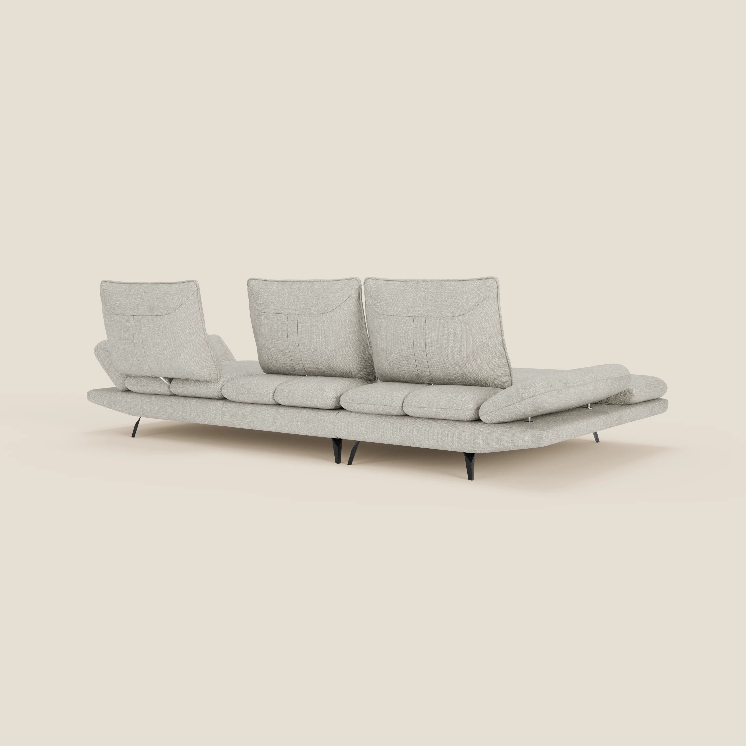 Ardex Canapé avec méridienne - dossiers coulissants et accoudoirs réglables en élégant tissu imperméable T06
