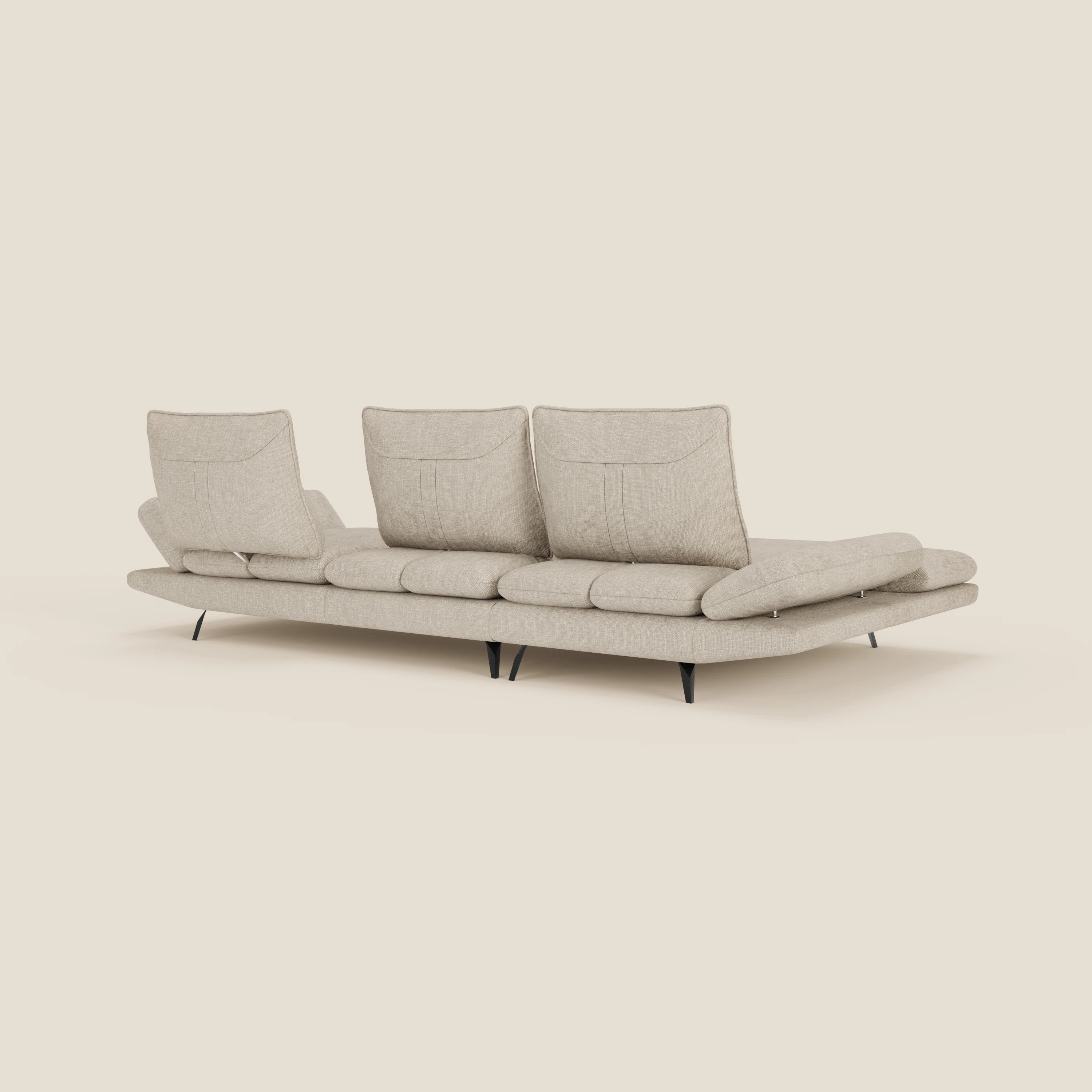 Ardex Canapé avec méridienne - dossiers coulissants et accoudoirs réglables en élégant tissu imperméable T06 crème