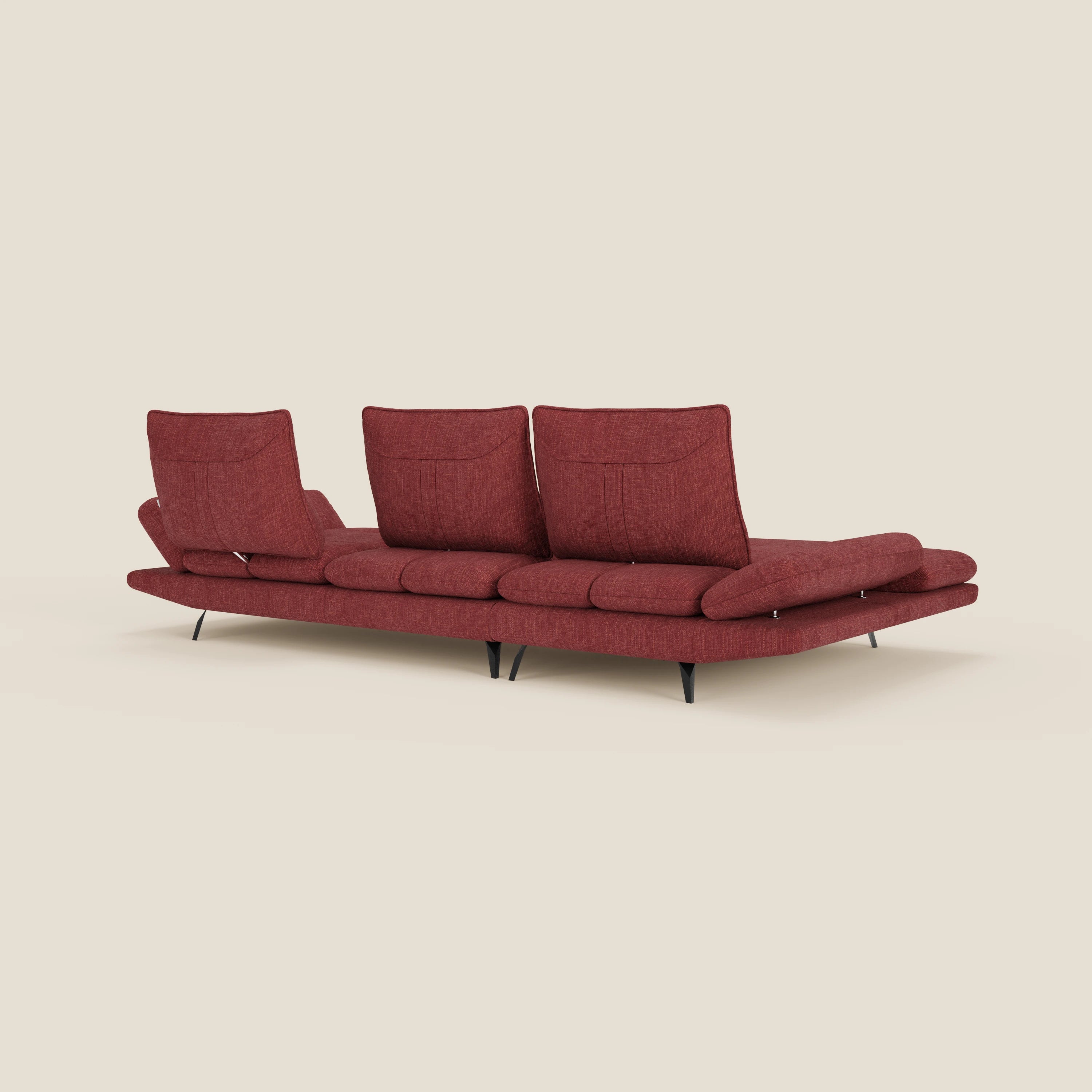 Ardex Canapé avec méridienne - dossiers coulissants et accoudoirs réglables en élégant tissu imperméable T06