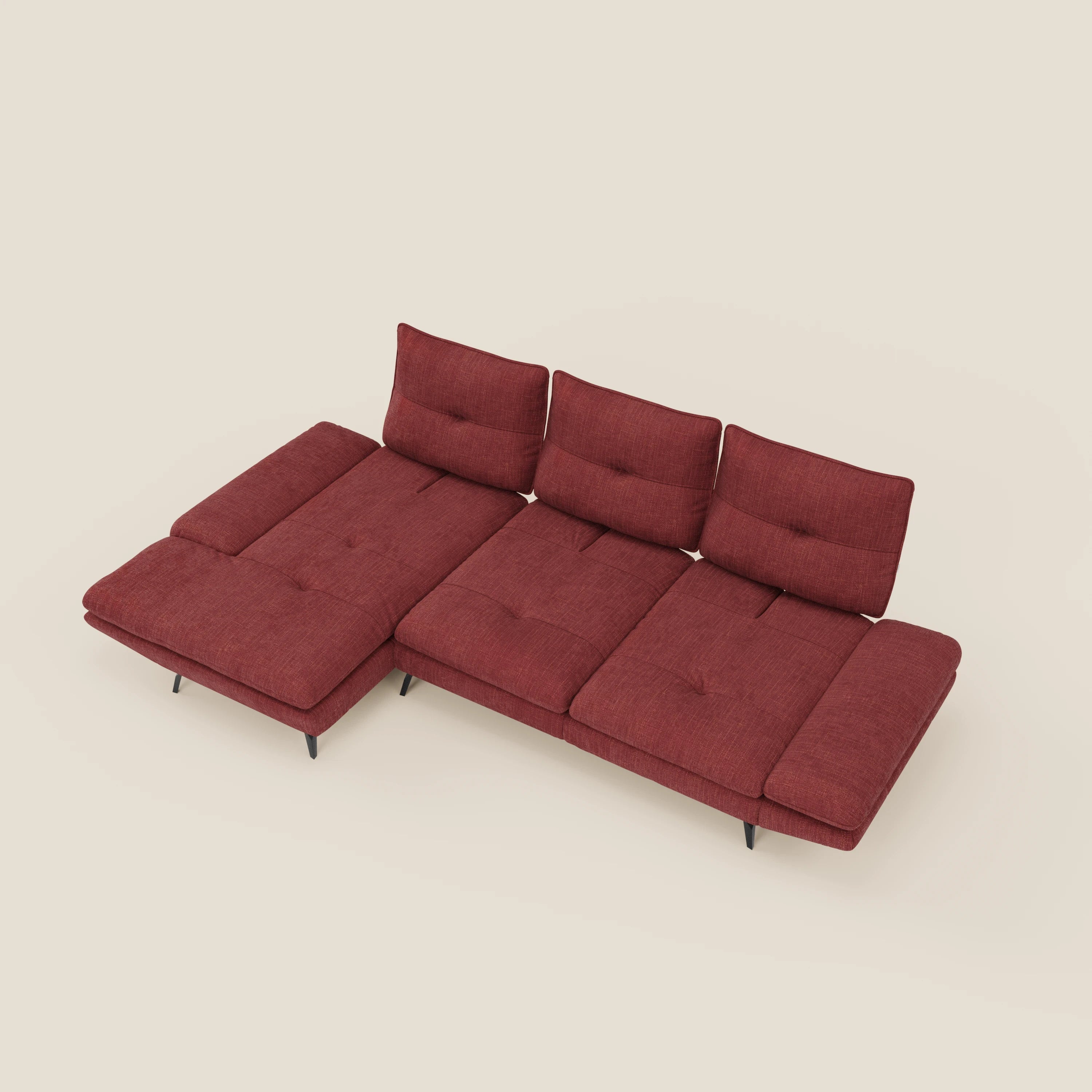 Ardex Canapé avec méridienne - dossiers coulissants et accoudoirs réglables en élégant tissu imperméable T06