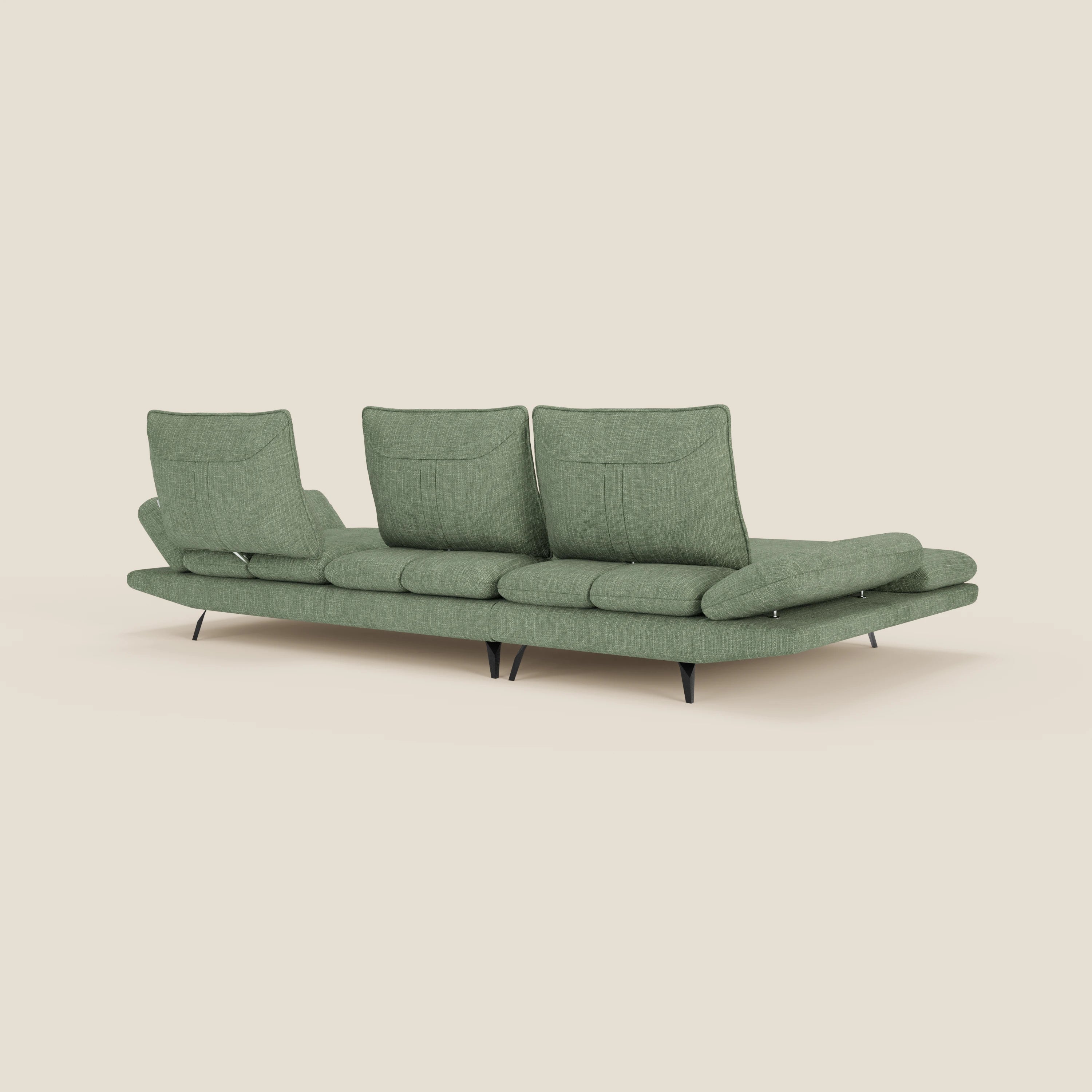 Ardex Canapé avec méridienne - dossiers coulissants et accoudoirs réglables en élégant tissu imperméable T06 vert