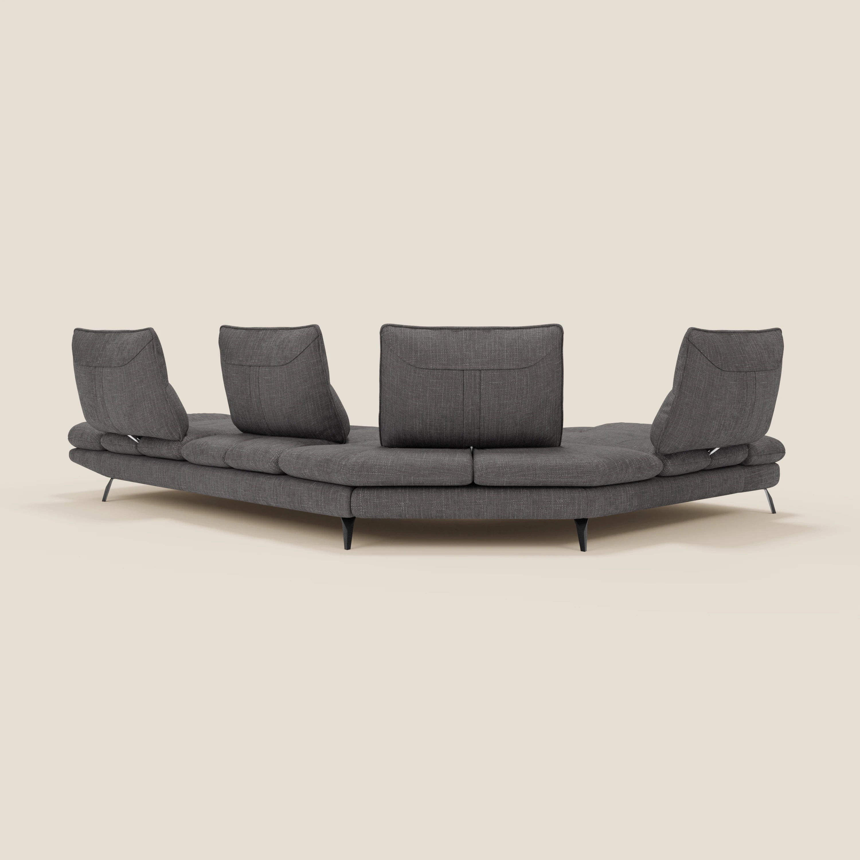 Ardex Canapé d'angle  - dossiers coulissants et accoudoirs réglables en élégant tissu imperméable T06 anthracite