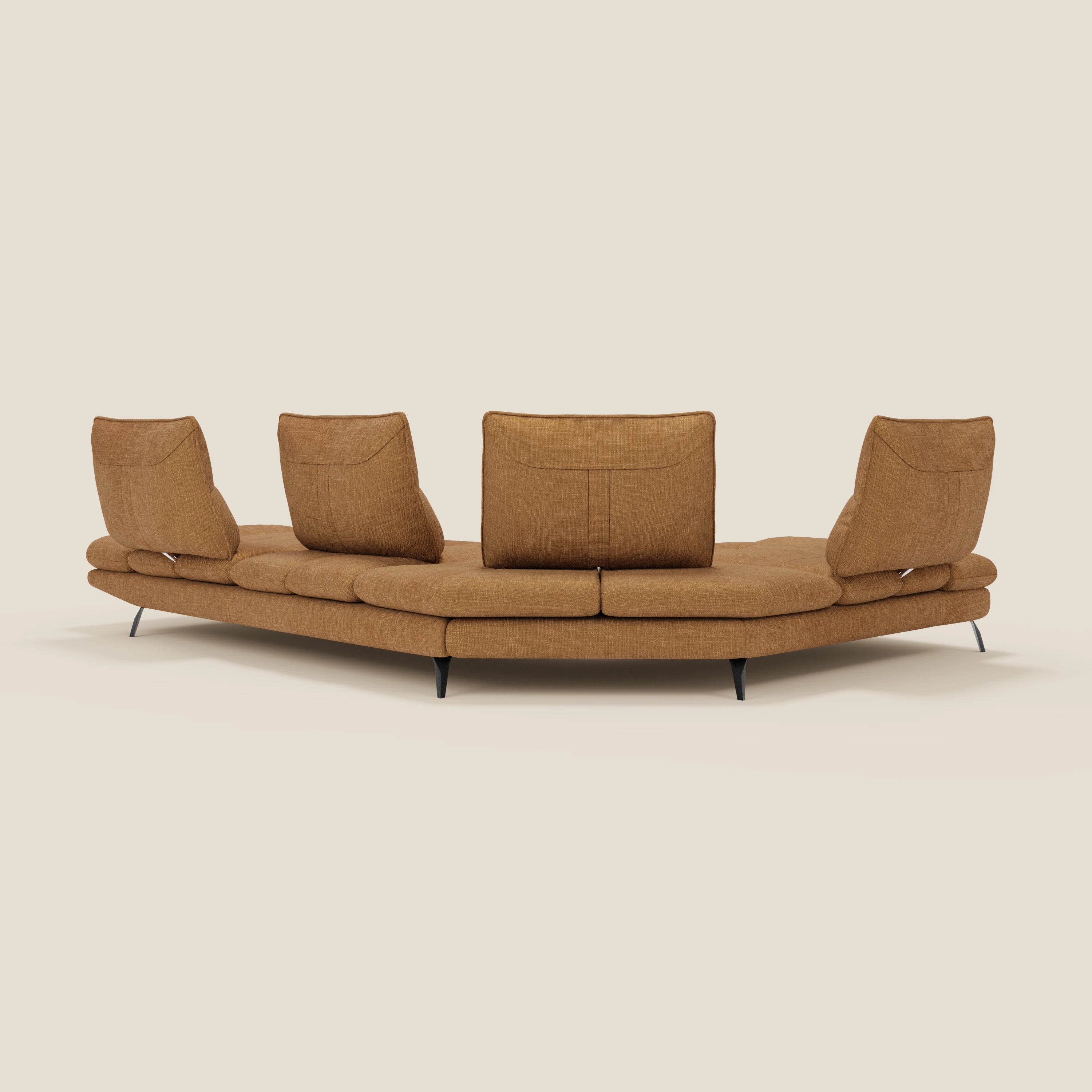Ardex Canapé d'angle  - dossiers coulissants et accoudoirs réglables en élégant tissu imperméable T06 ocre