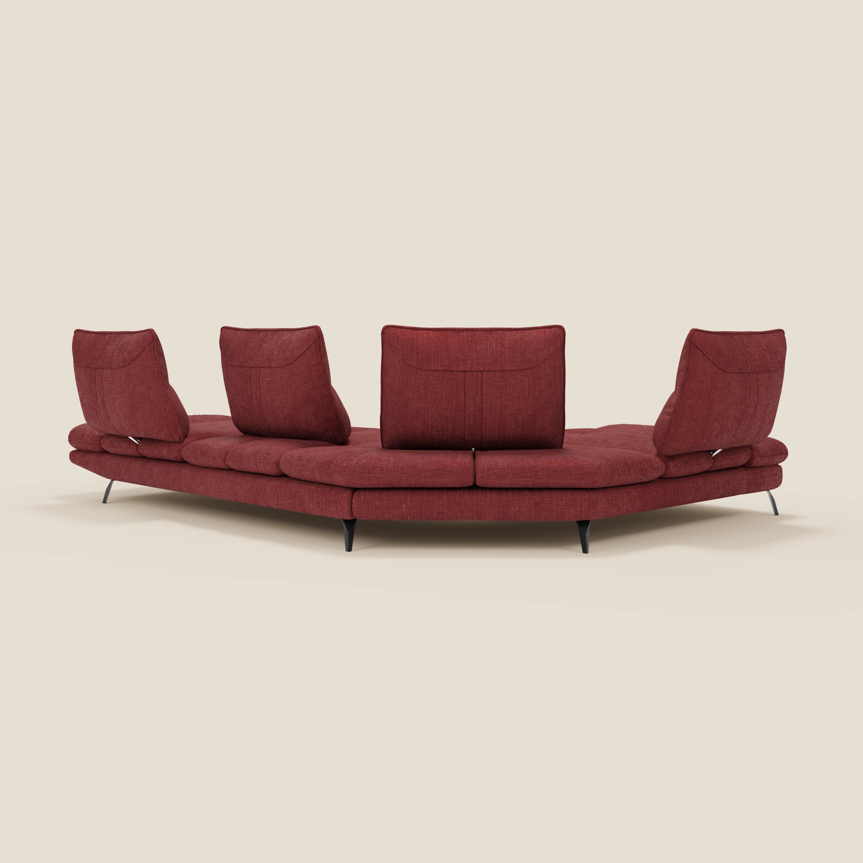 Ardex Canapé d'angle  - dossiers coulissants et accoudoirs réglables en élégant tissu imperméable T06 rouge