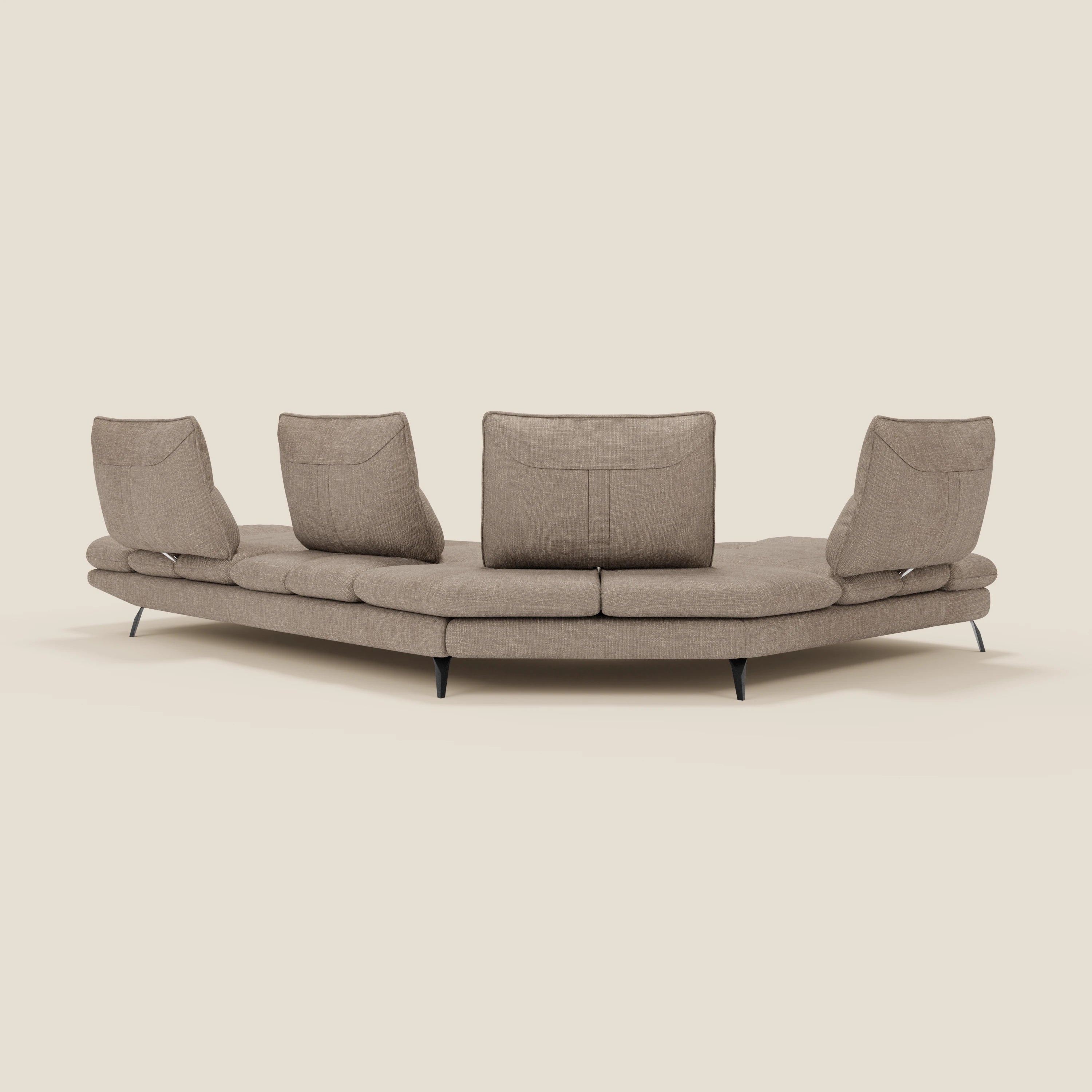 Ardex Canapé d'angle  - dossiers coulissants et accoudoirs réglables en élégant tissu imperméable T06 taupe