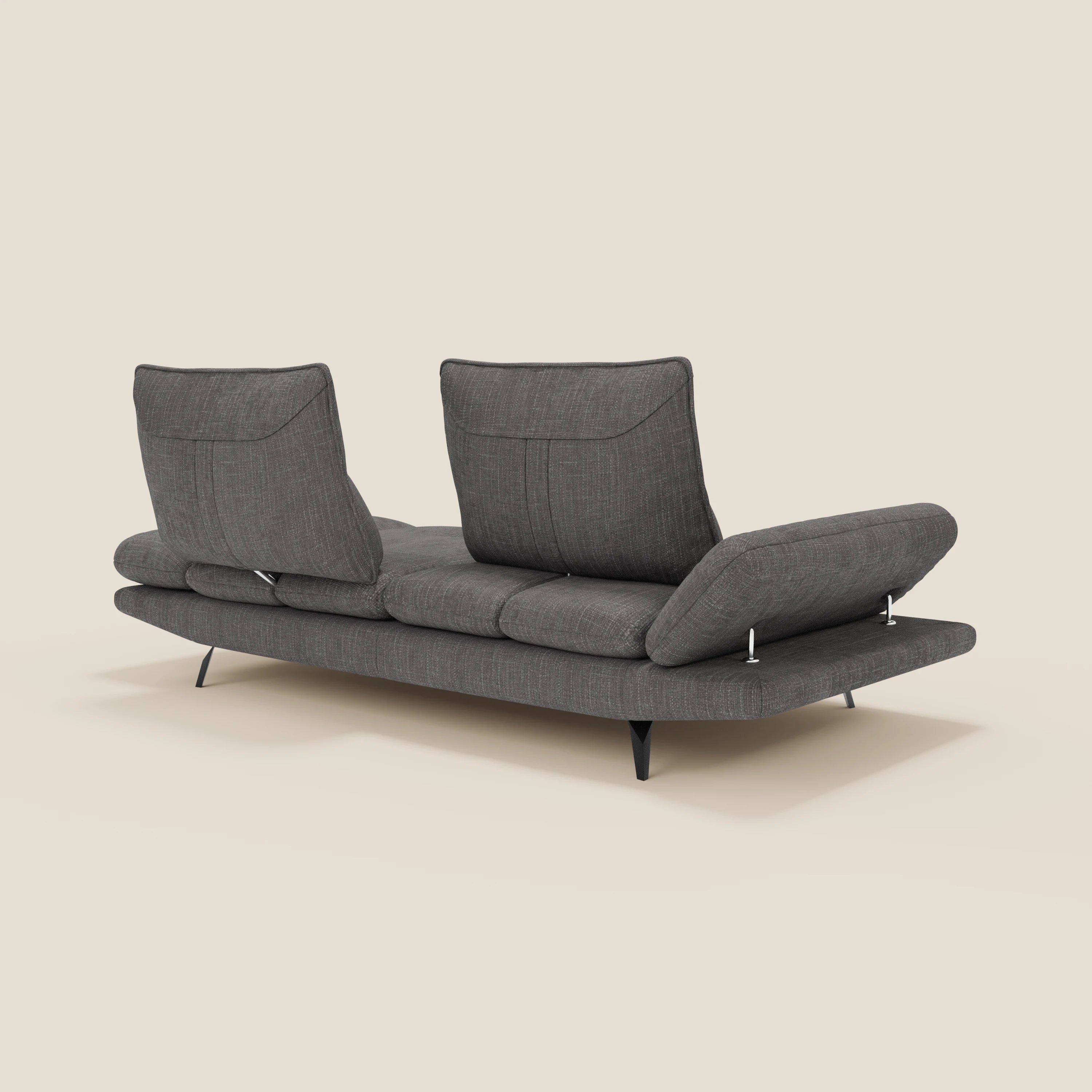 Ardex Canapé 3 places avec dossiers coulissants et accoudoir réglables en tissu doux imperméable T06 anthracite