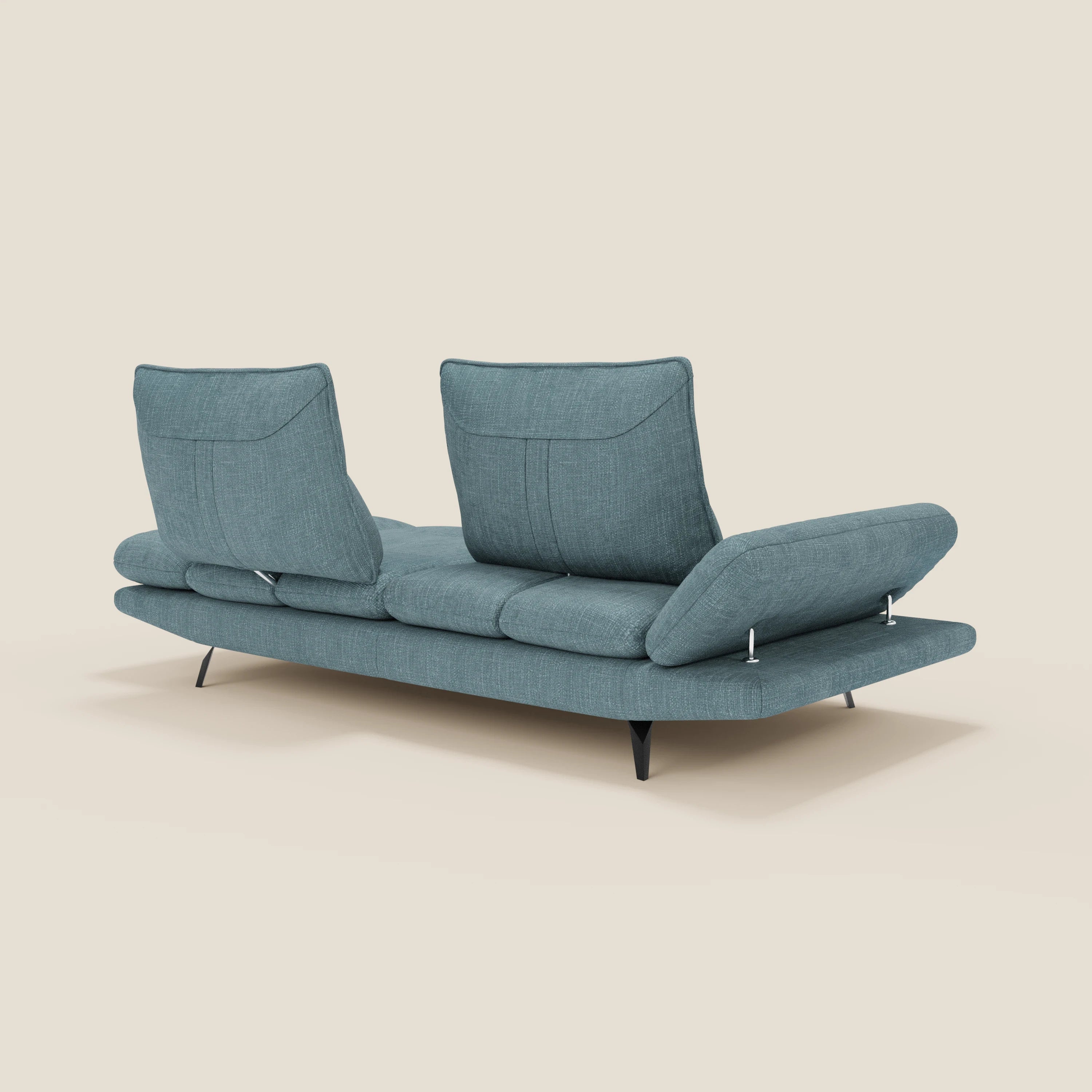 Ardex Canapé 3 places avec dossiers coulissants et accoudoir réglables en tissu doux imperméable T06 bleu ciel