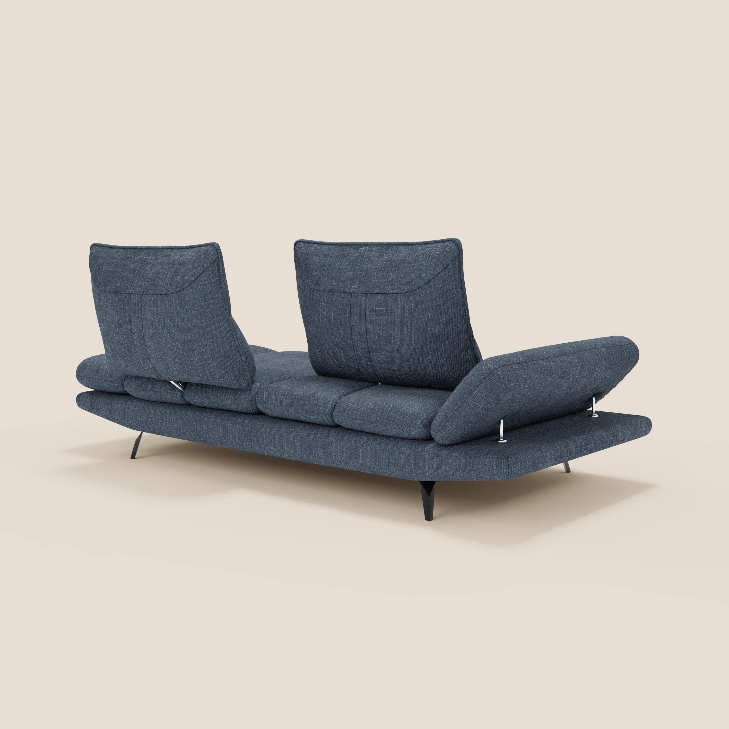 Ardex Canapé 3 places avec dossiers coulissants et accoudoir réglables en tissu doux imperméable T06 bleu