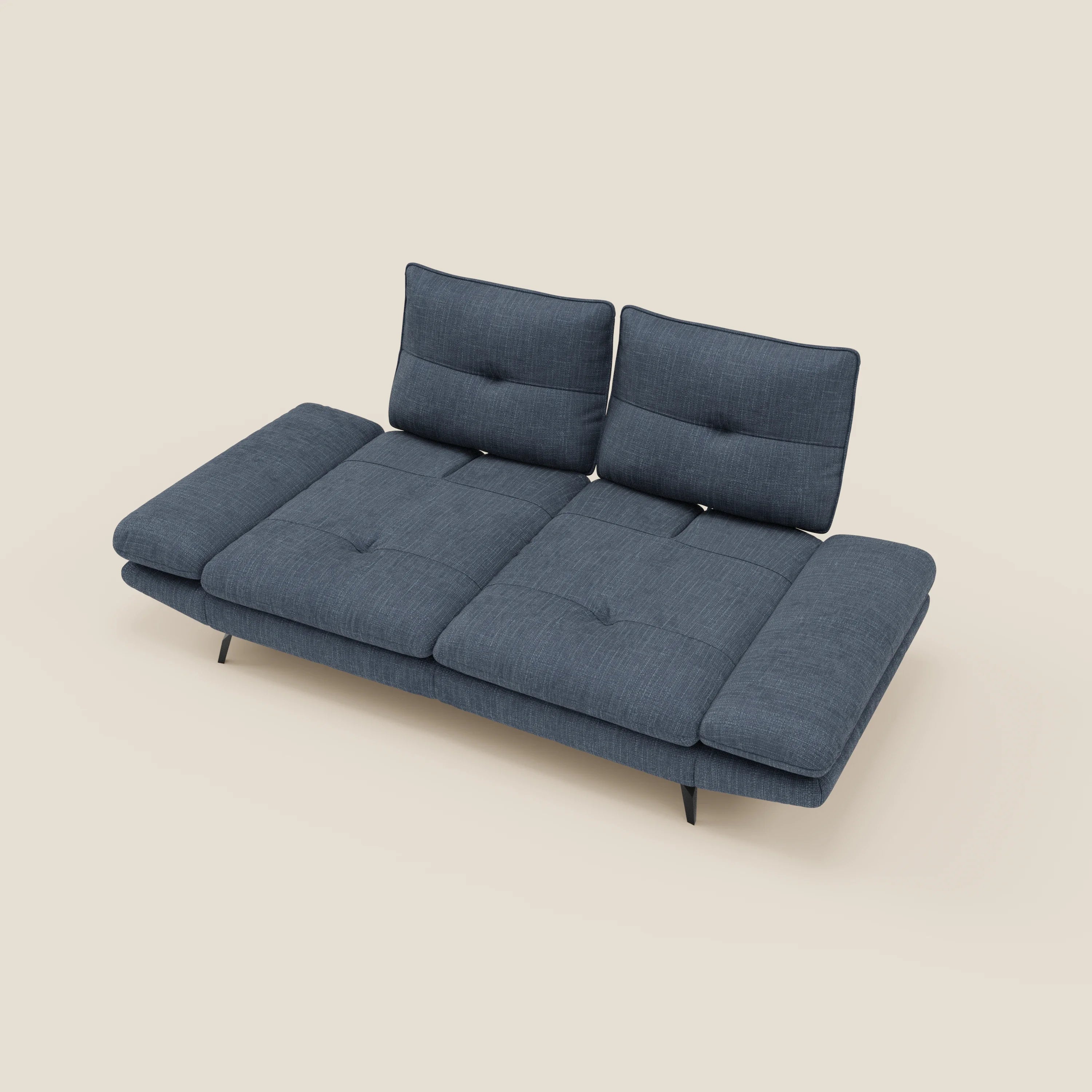 Ardex Canapé 3 places avec dossiers coulissants et accoudoir réglables en tissu doux imperméable T06 bleu