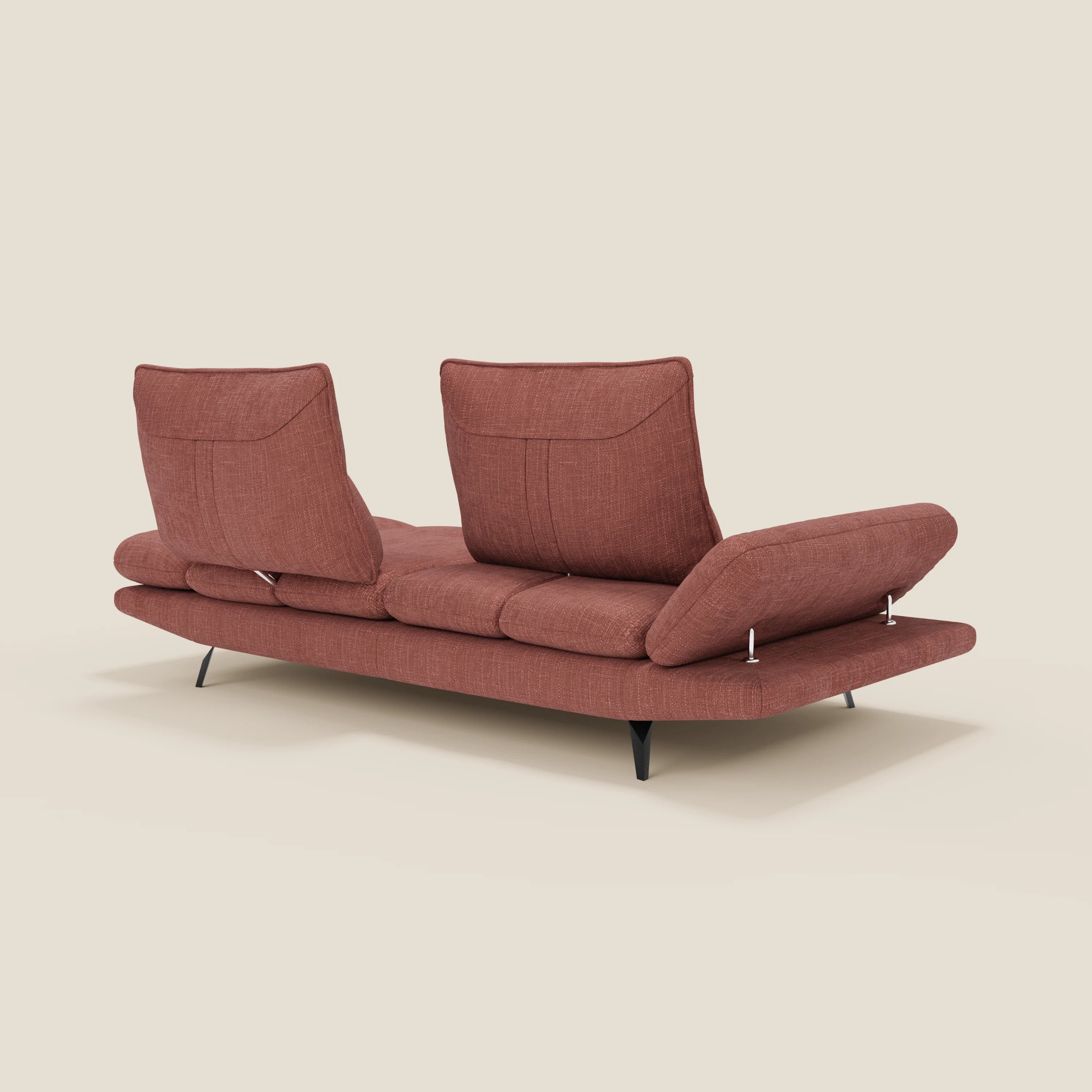 Ardex Canapé 3 places avec dossiers coulissants et accoudoir réglables en tissu doux imperméable T06 corail