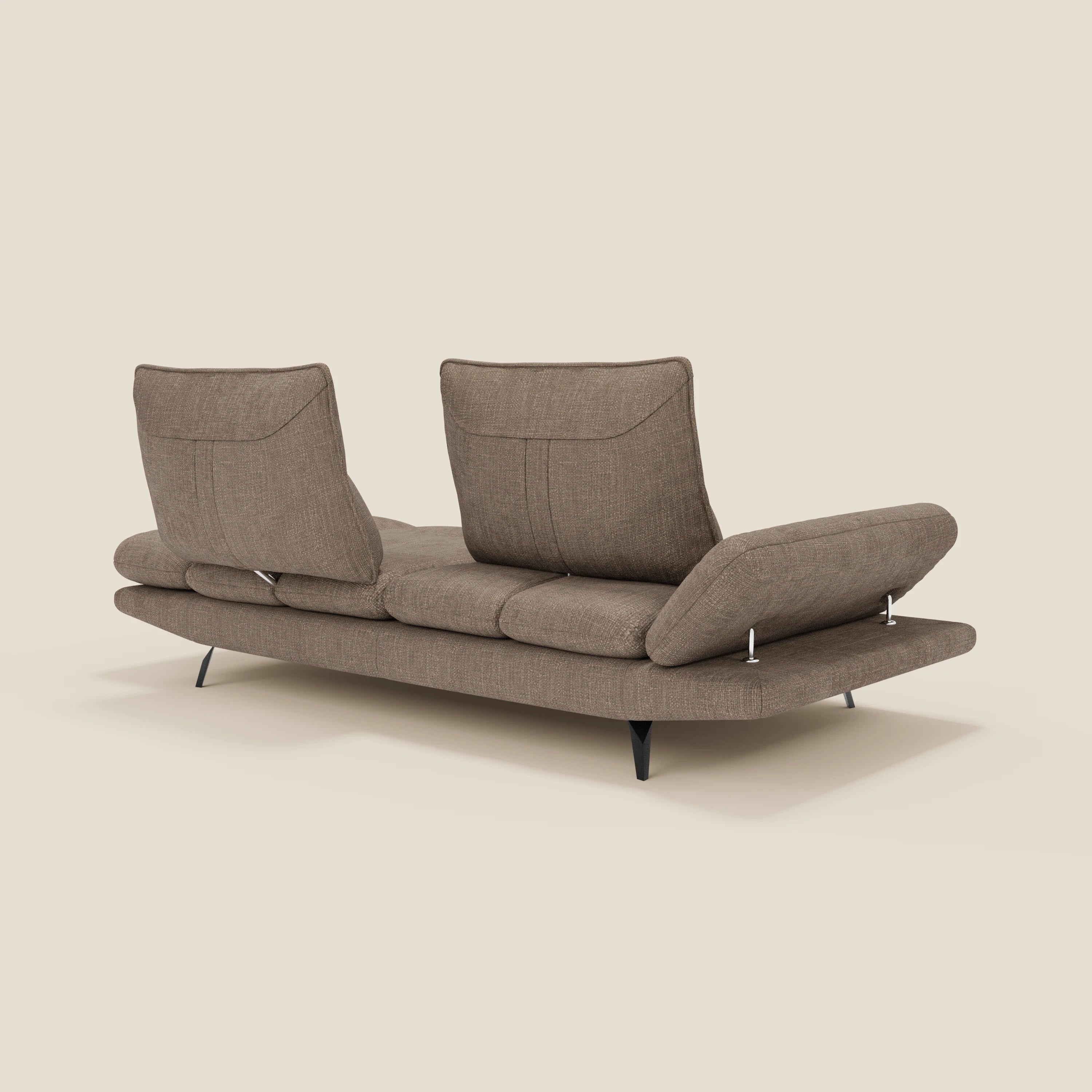 Ardex Canapé 3 places avec dossiers coulissants et accoudoir réglables en tissu doux imperméable T06 marron