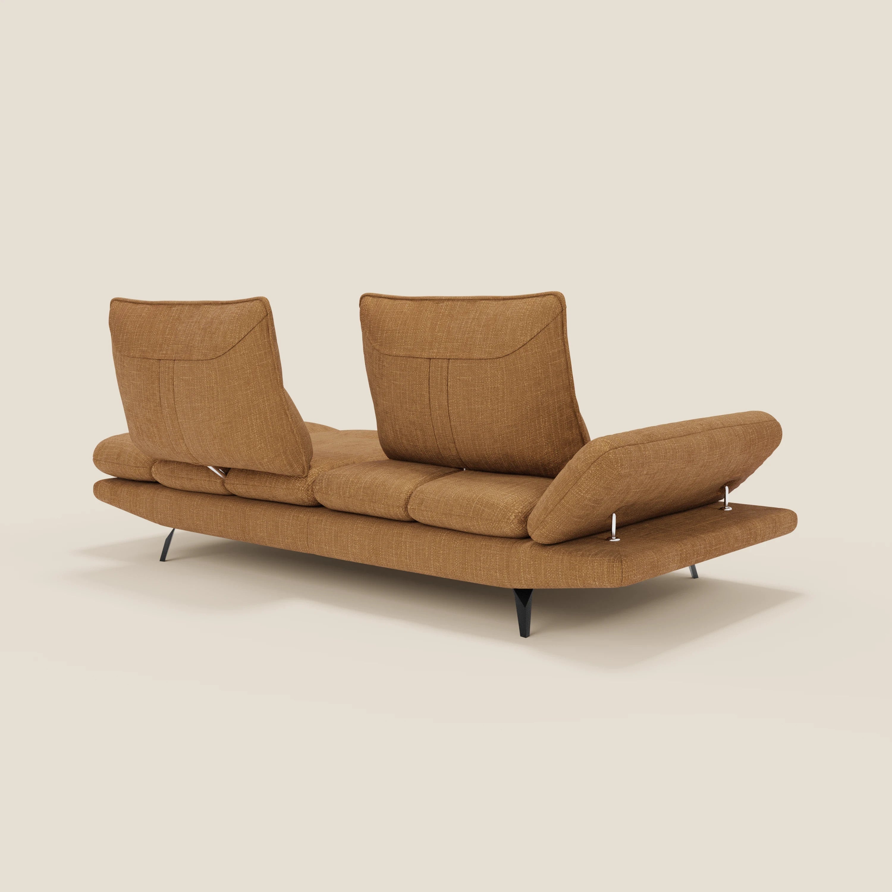 Ardex Canapé 3 places avec dossiers coulissants et accoudoir réglables en tissu doux imperméable T06 ocre