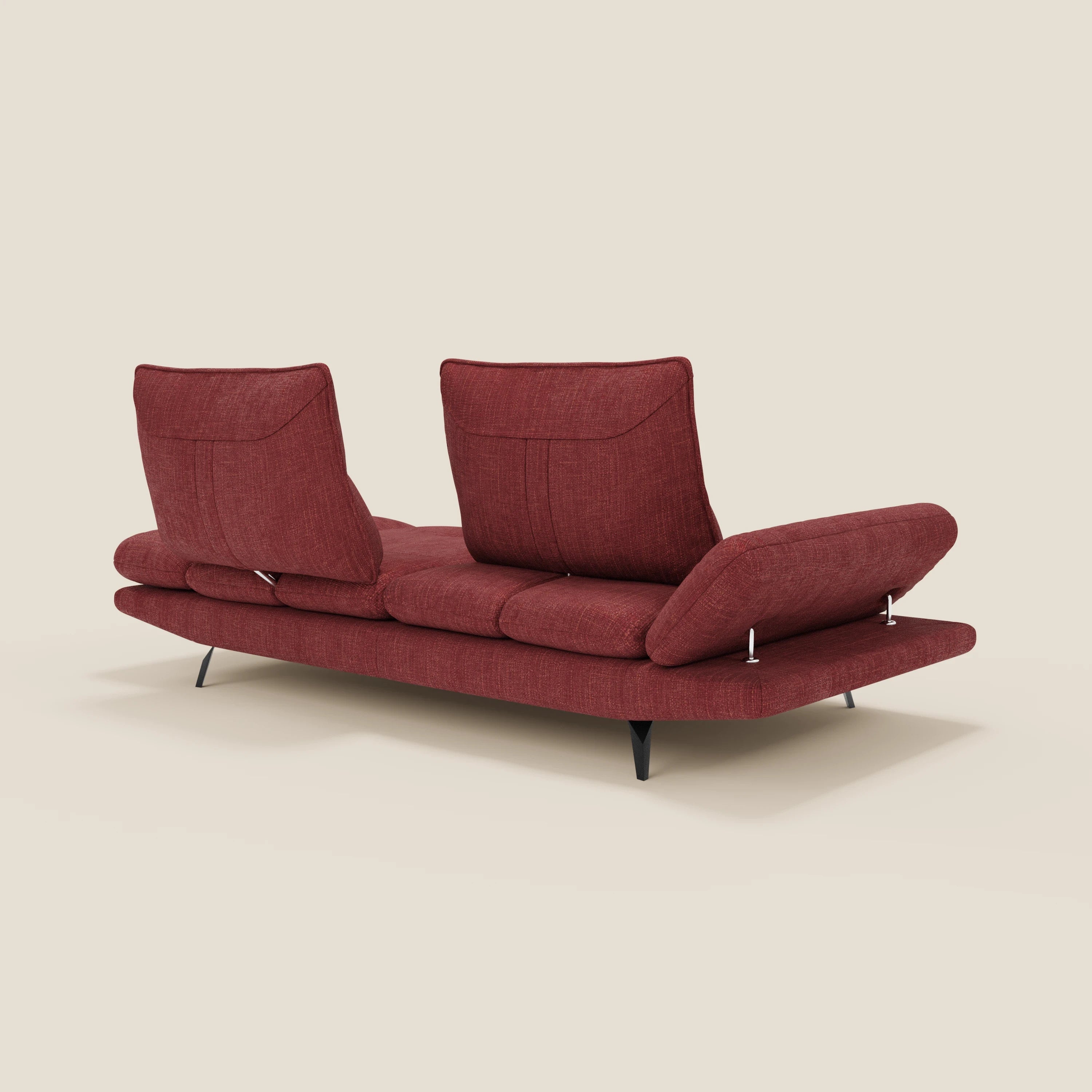 Ardex Canapé 3 places avec dossiers coulissants et accoudoir réglables en tissu doux imperméable T06 rouge