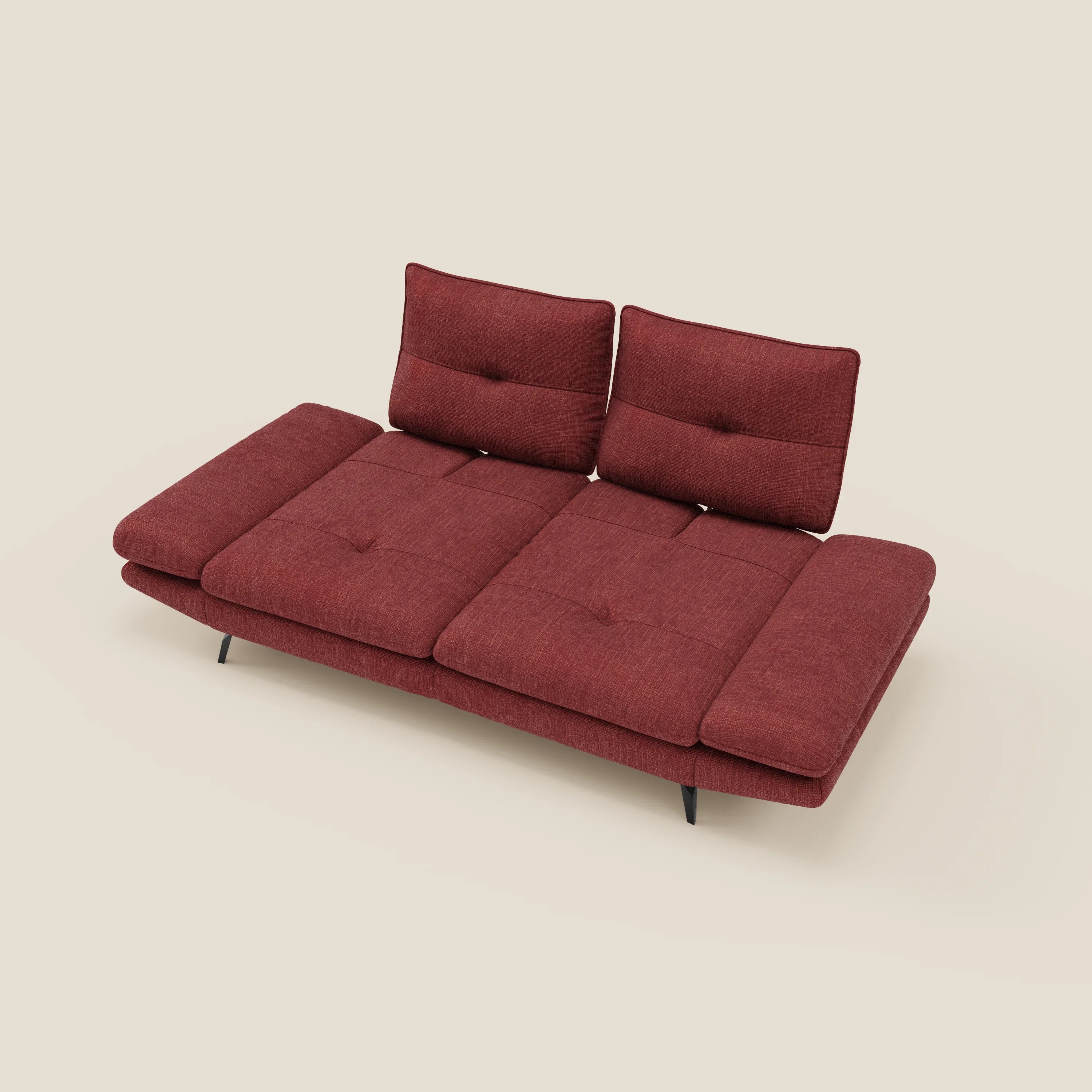 Ardex Canapé 3 places avec dossiers coulissants et accoudoir réglables en tissu doux imperméable T06 rouge