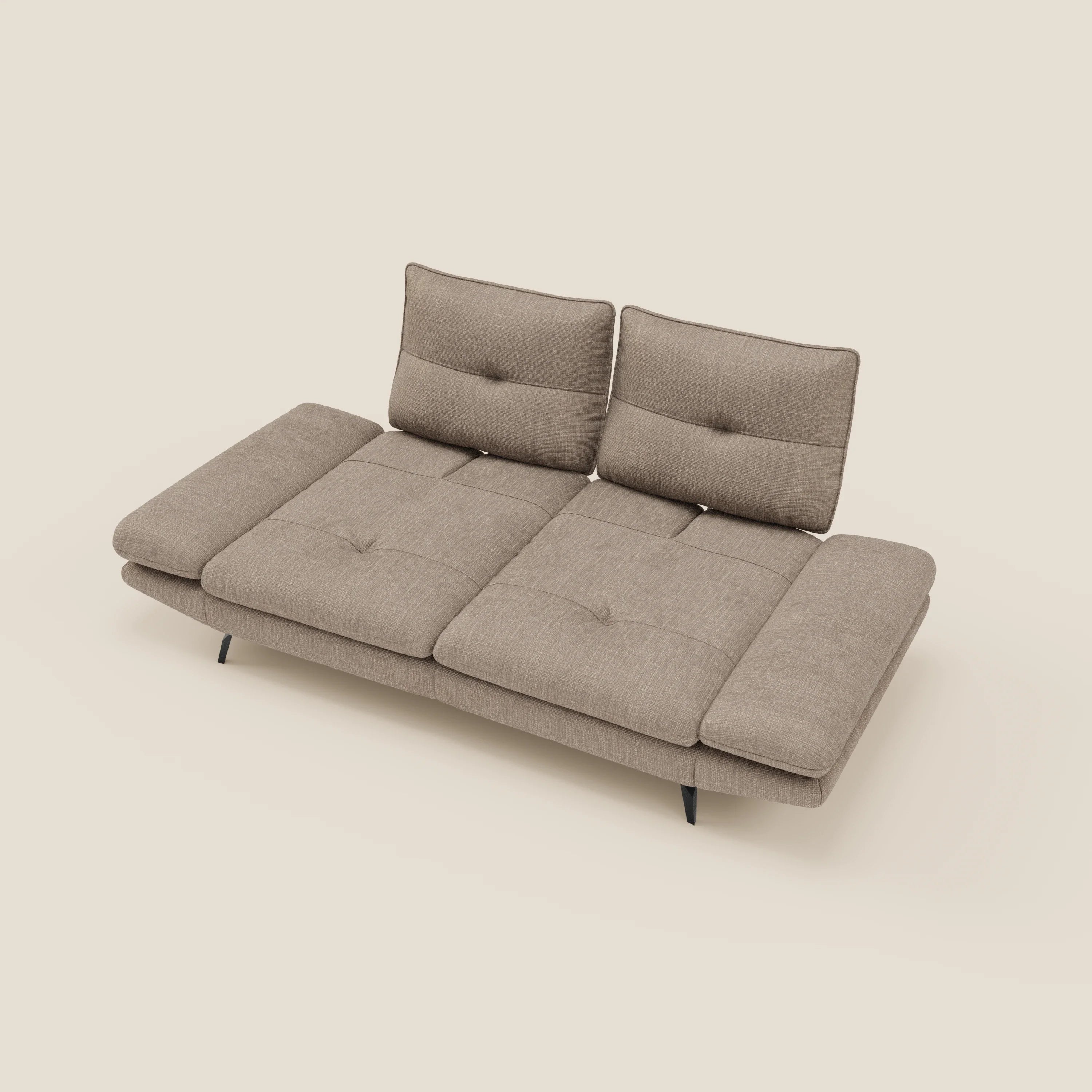 Ardex Canapé 3 places avec dossiers coulissants et accoudoir réglables en tissu doux imperméable T06 taupe