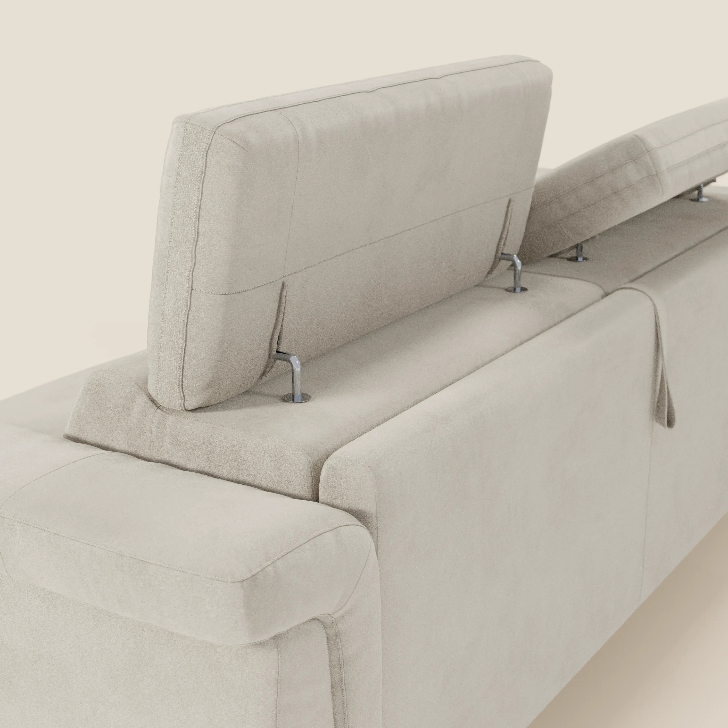 Capri divano letto di design con piedini alti - poggiatesta reclinabili in raffinato tessuto effetto velluto smacchiabile T30 - divani.store