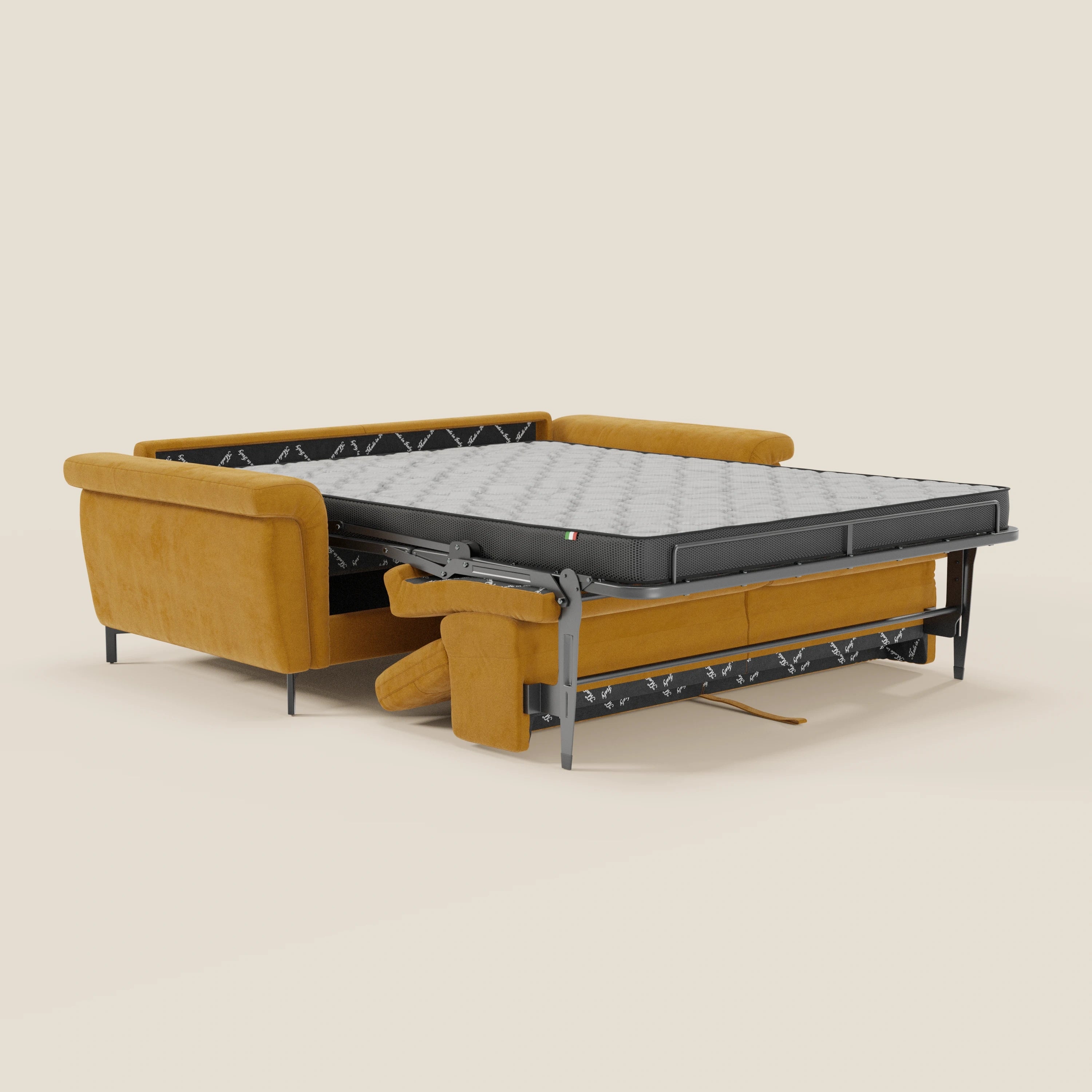 Capri divano letto di design con piedini alti - poggiatesta reclinabili in raffinato tessuto effetto velluto smacchiabile T30 - divani.store
