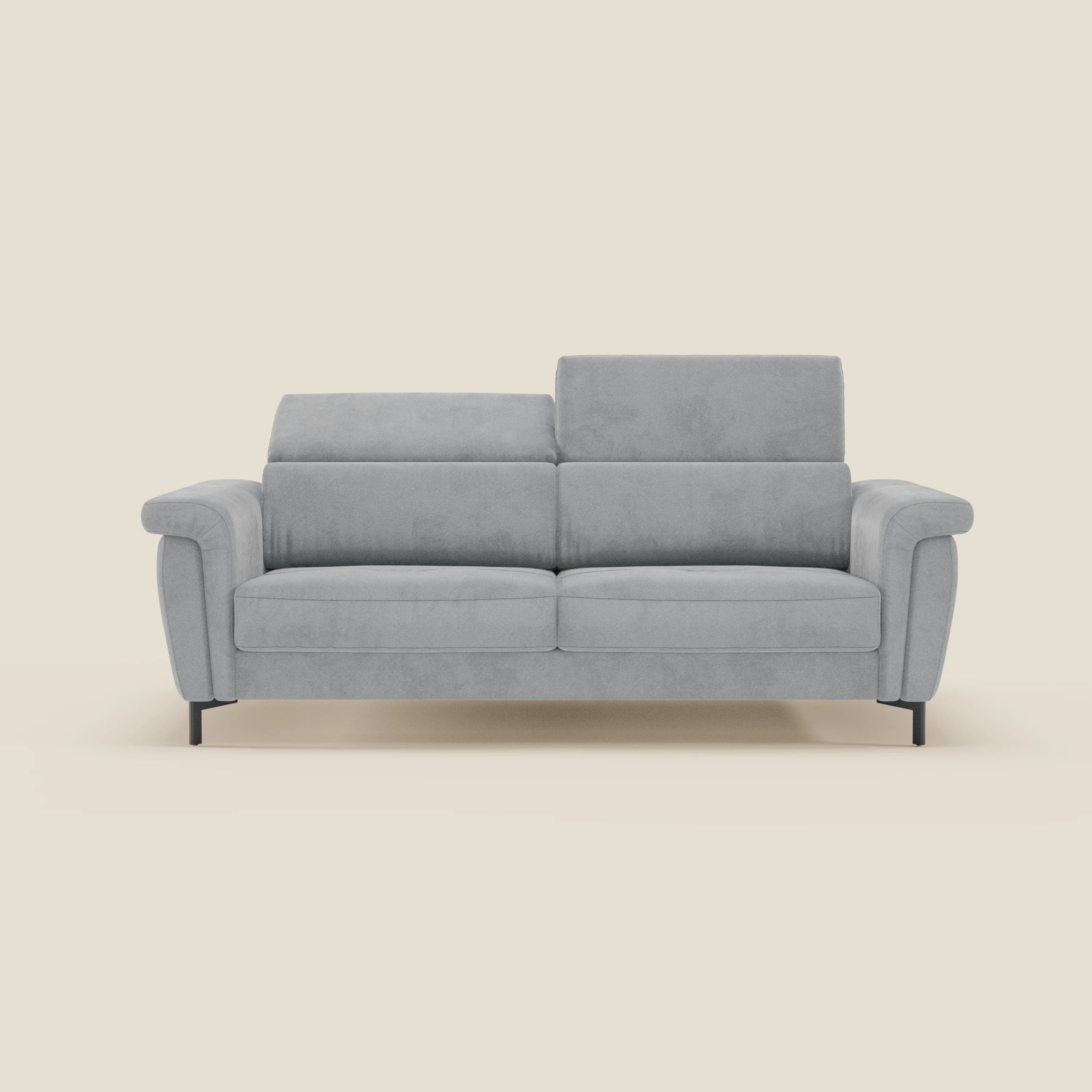 Capri divano letto di design con piedini alti - poggiatesta reclinabili in raffinato tessuto effetto velluto smacchiabile T30 - divani.store