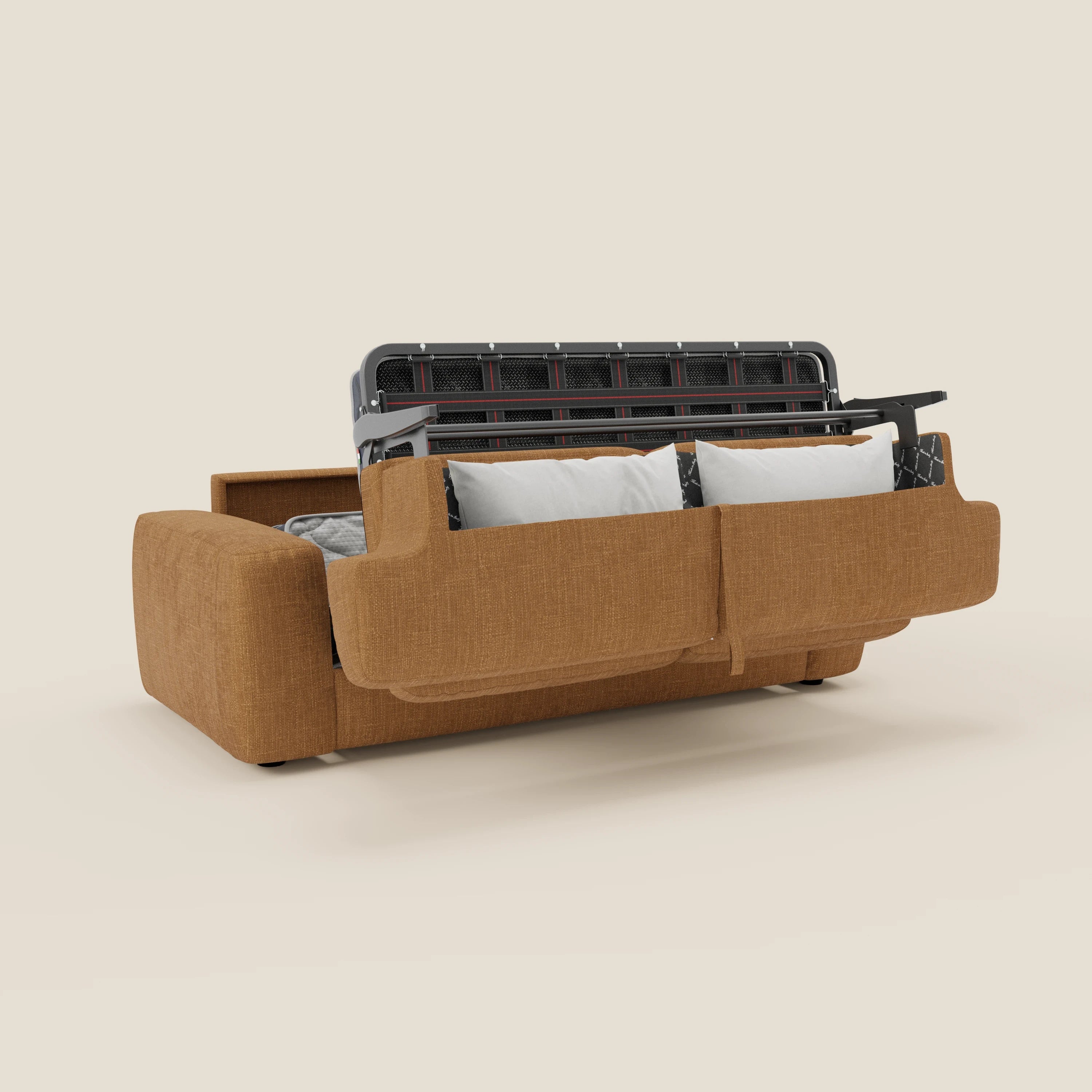 Cloud Canapé convertible matelas H17 cm avec coussins souples en tissu imperméable T06 ocre