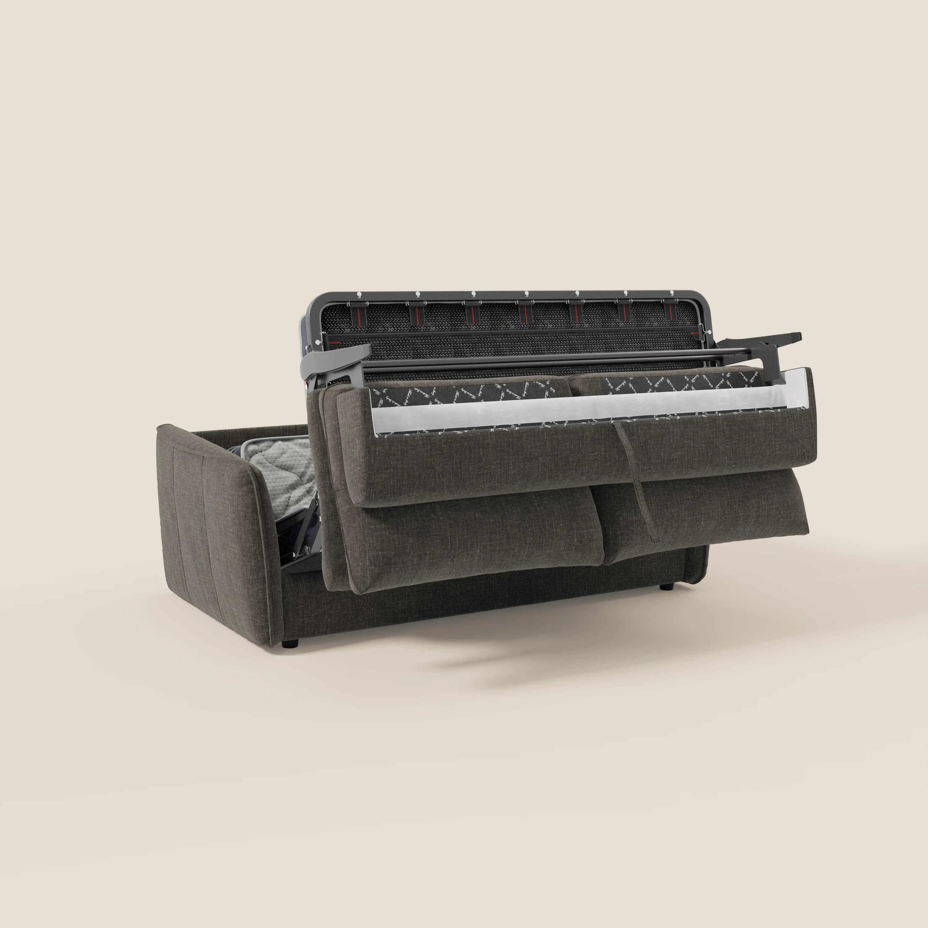 Elios Canapé convertible avec coussins de dossier souples en tissu détachable T24 anthracite