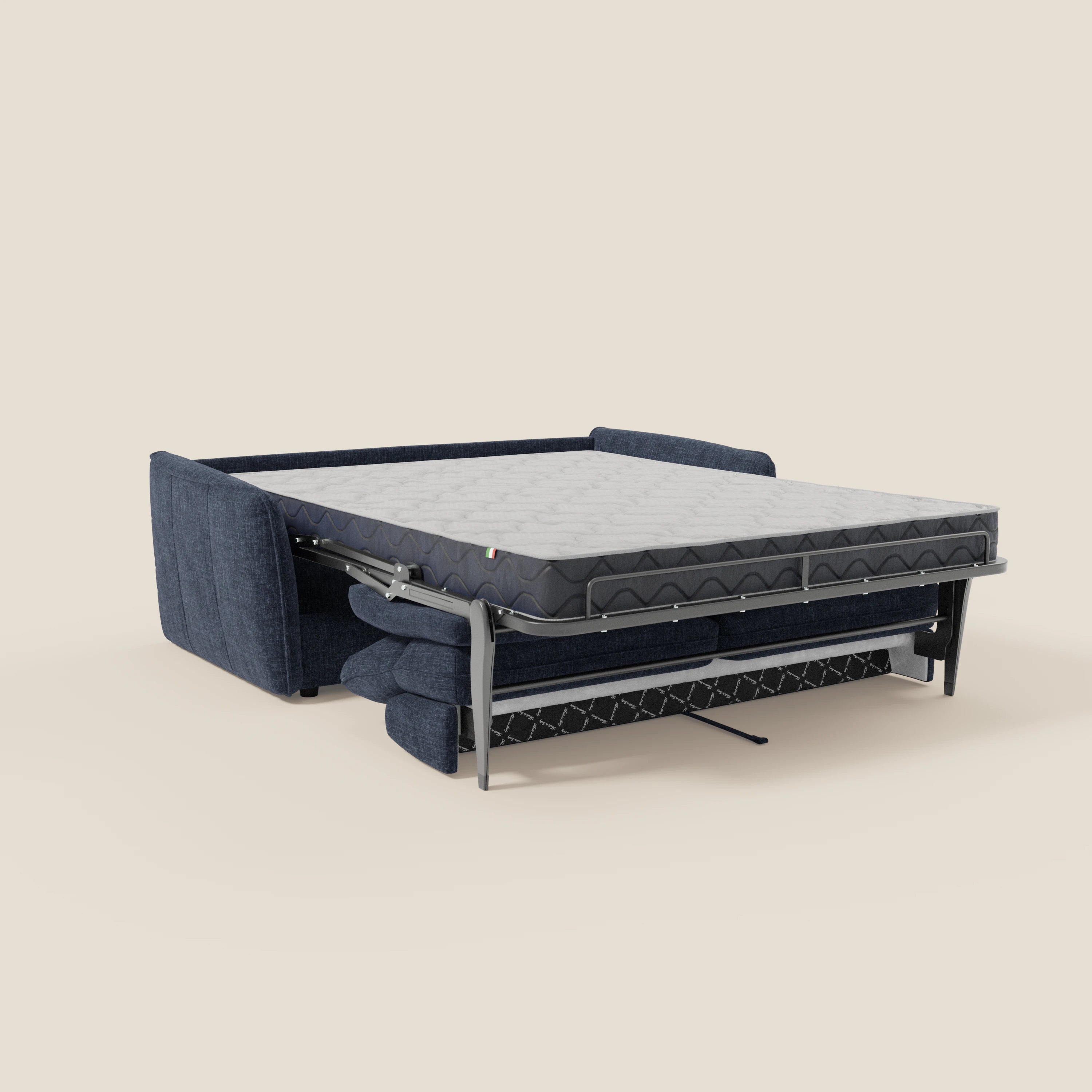 Elios Canapé convertible avec coussins de dossier souples en tissu détachable T24 bleu nuit