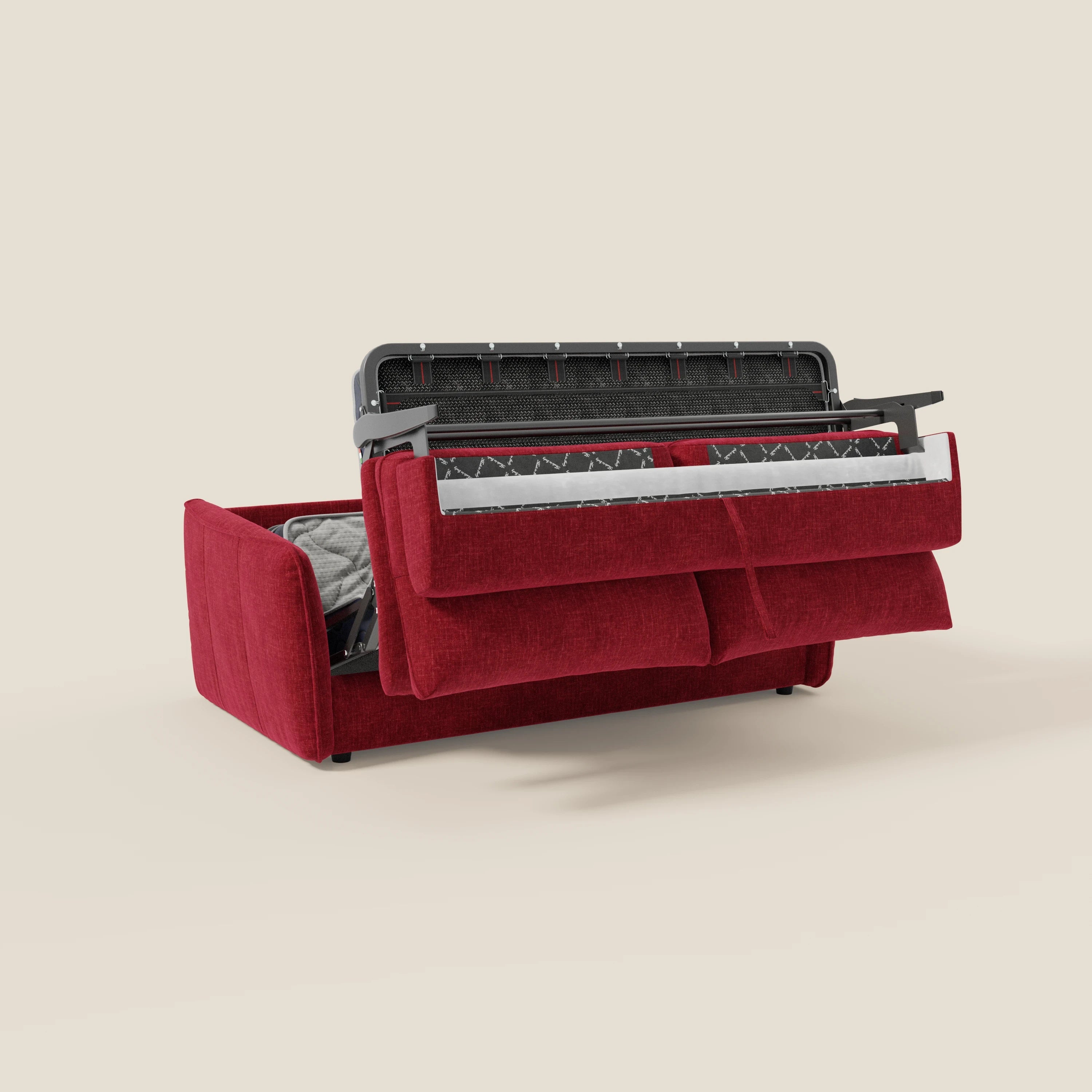 Elios Canapé convertible avec coussins de dossier souples en tissu détachable T24 bordeaux