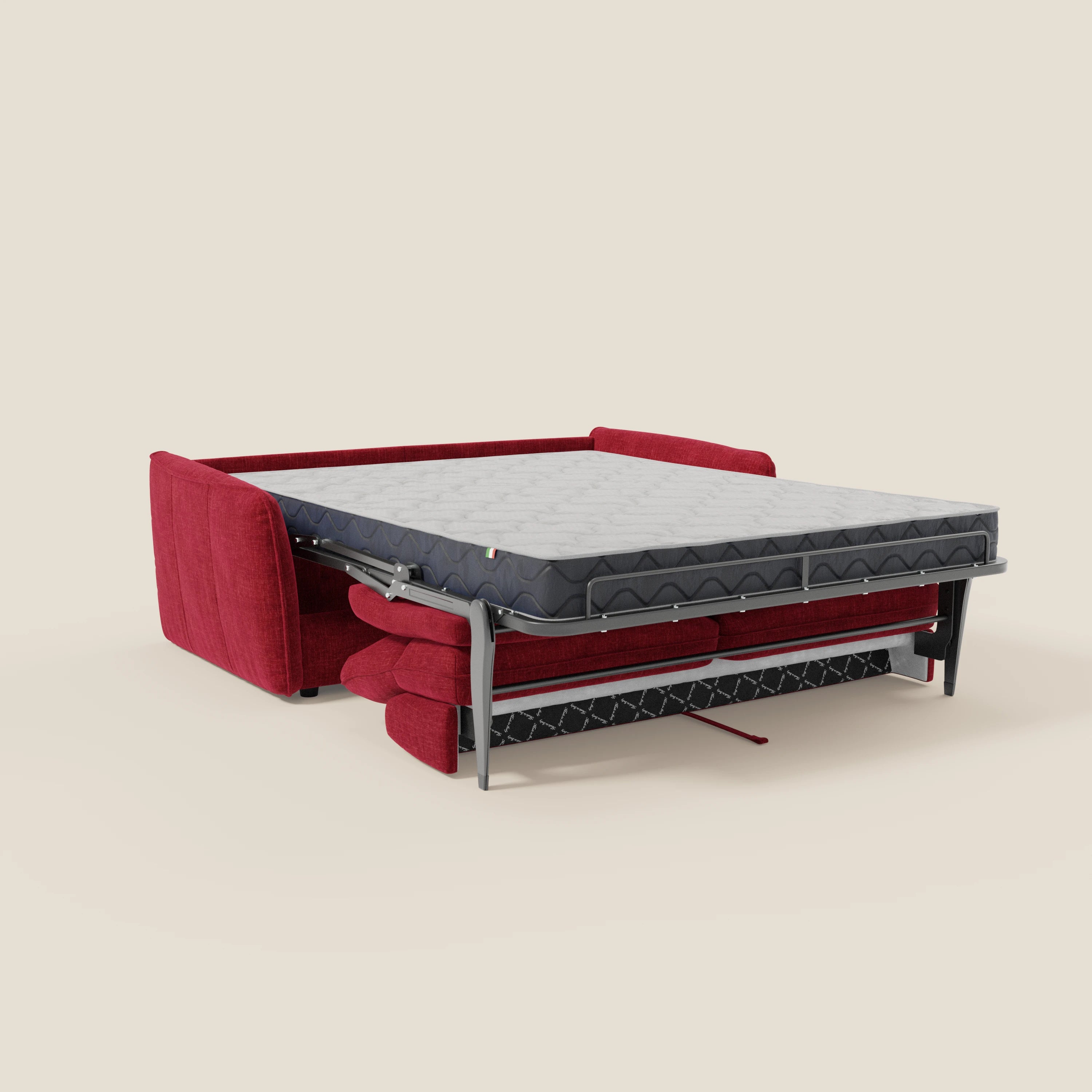 Elios Canapé convertible avec coussins de dossier souples en tissu détachable T24 bordeaux