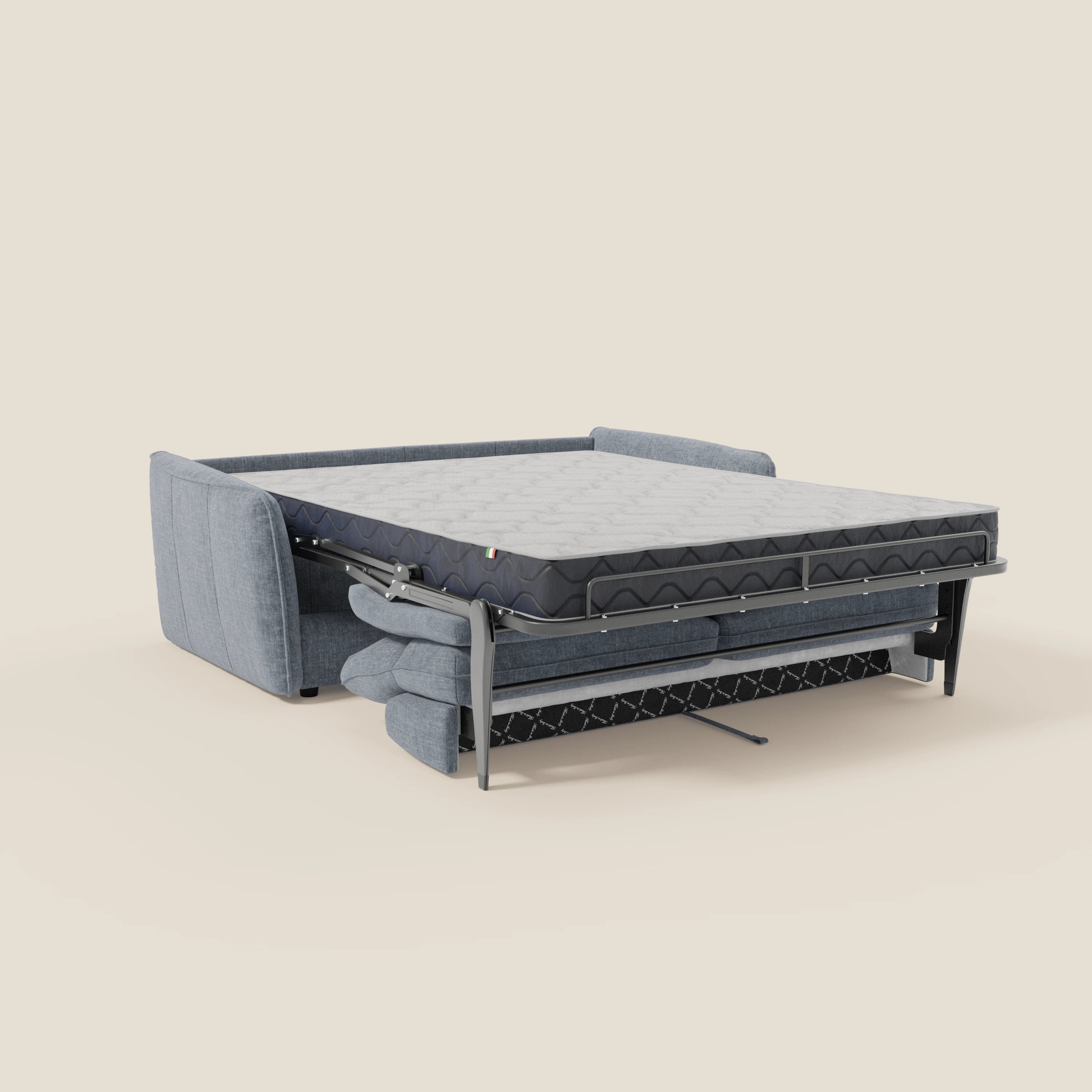 Elios Canapé convertible avec coussins de dossier souples en tissu détachable T24 bleu pastel