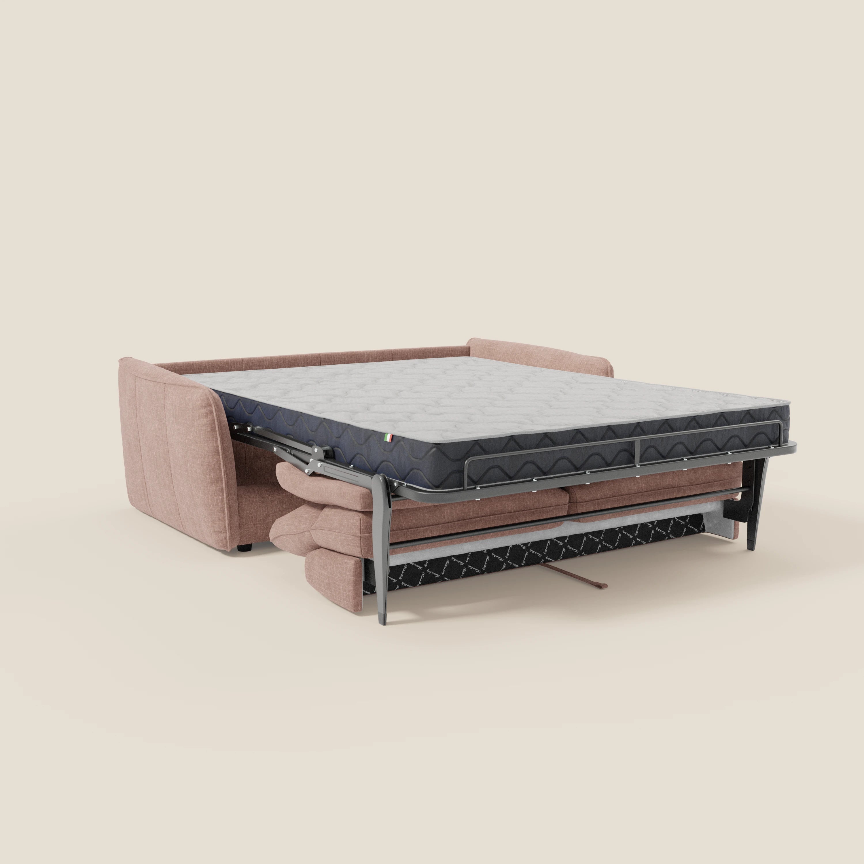 Elios Canapé convertible avec coussins de dossier souples en tissu détachable T24 rose poudré