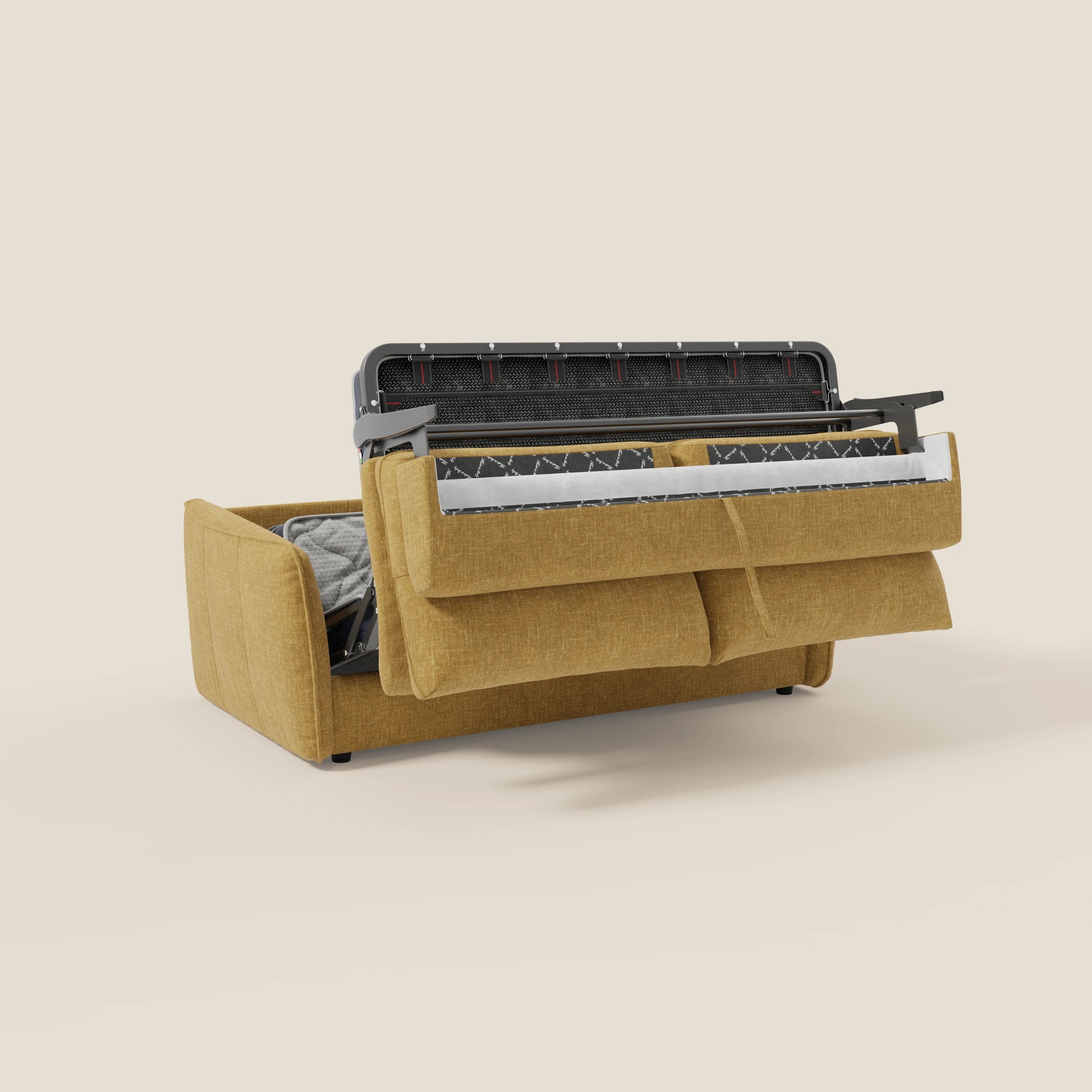 Elios Canapé convertible avec coussins de dossier souples en tissu détachable T24 jaune