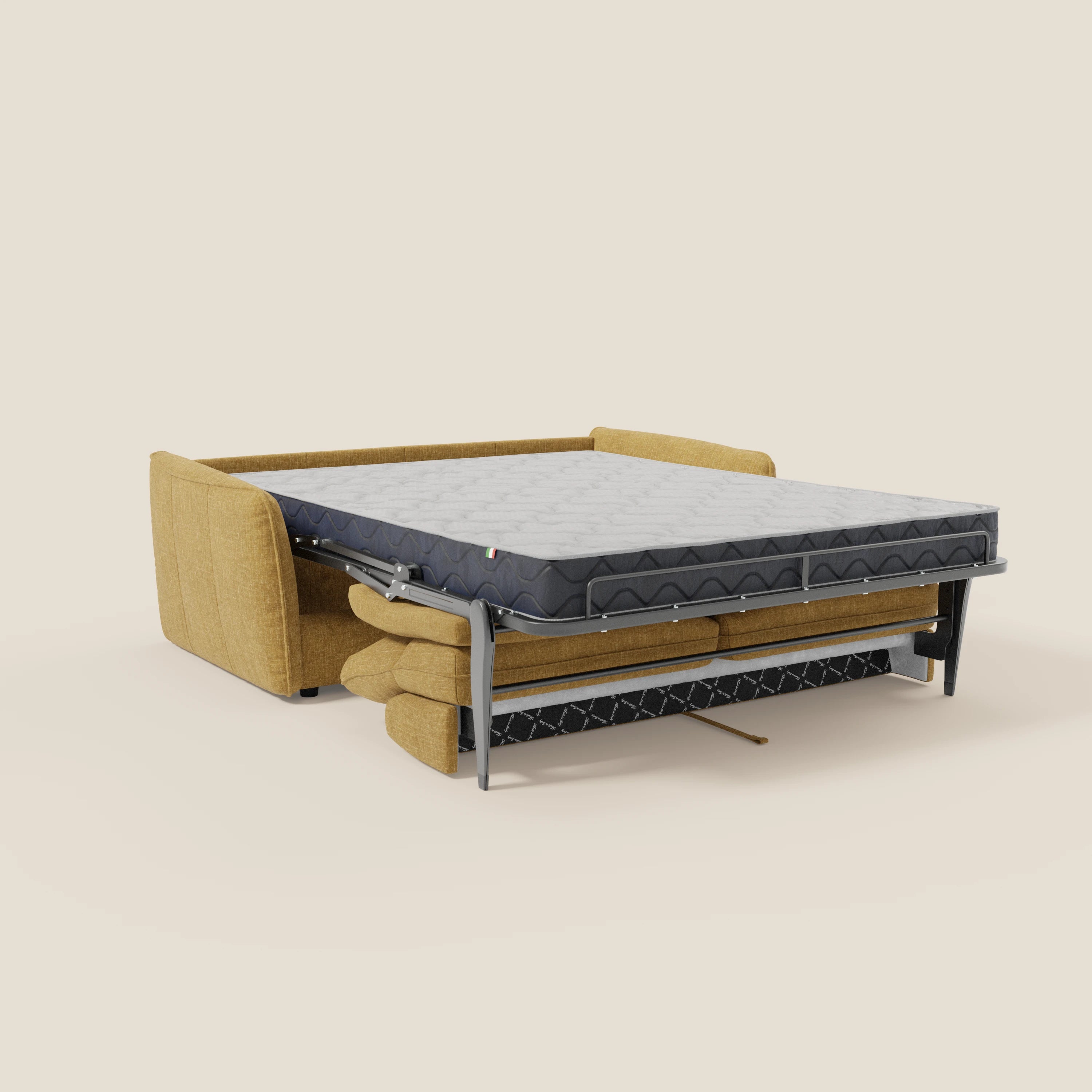 Elios Canapé convertible avec coussins de dossier souples en tissu détachable T24 jaune