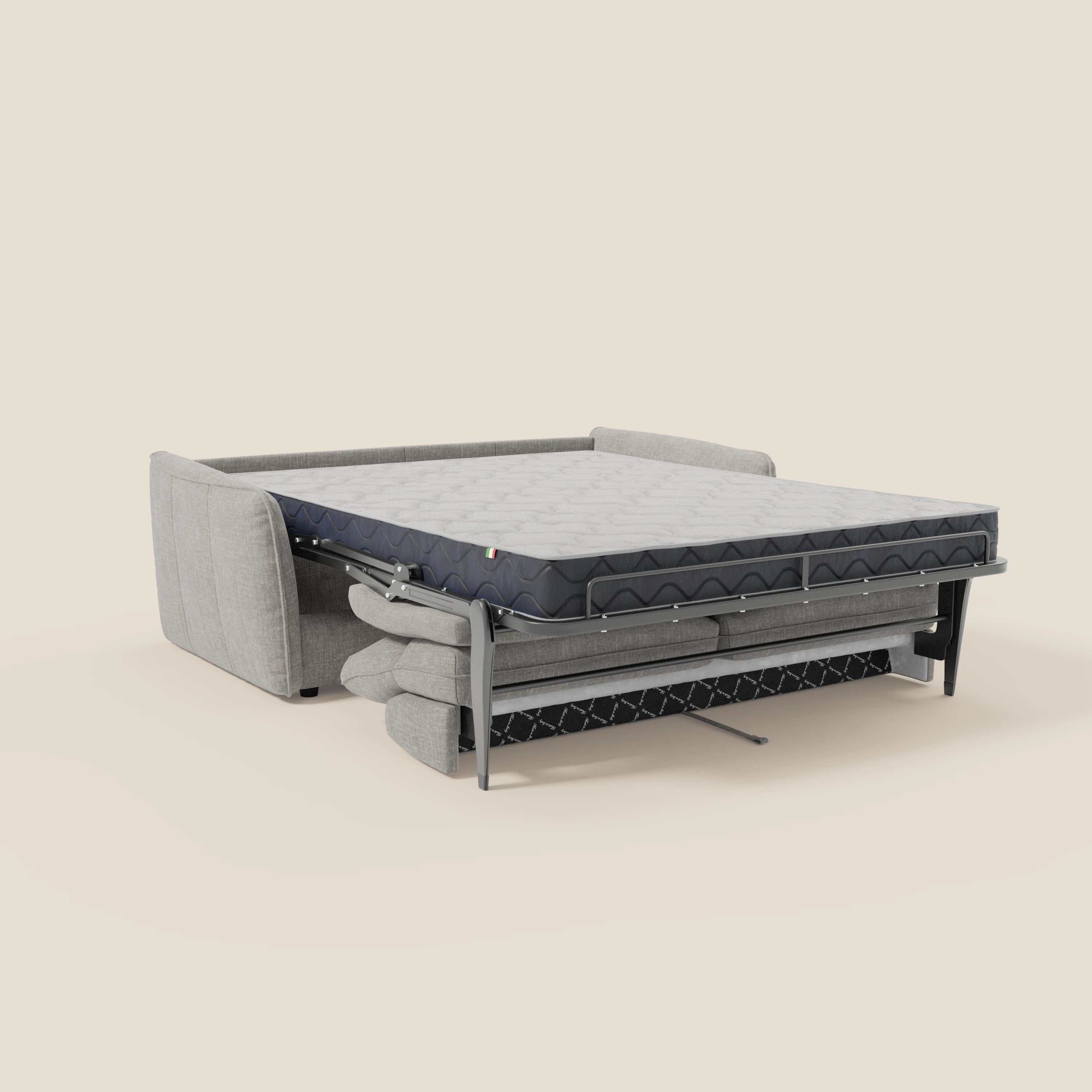 Elios Canapé convertible avec coussins de dossier souples en tissu détachable T24 gris