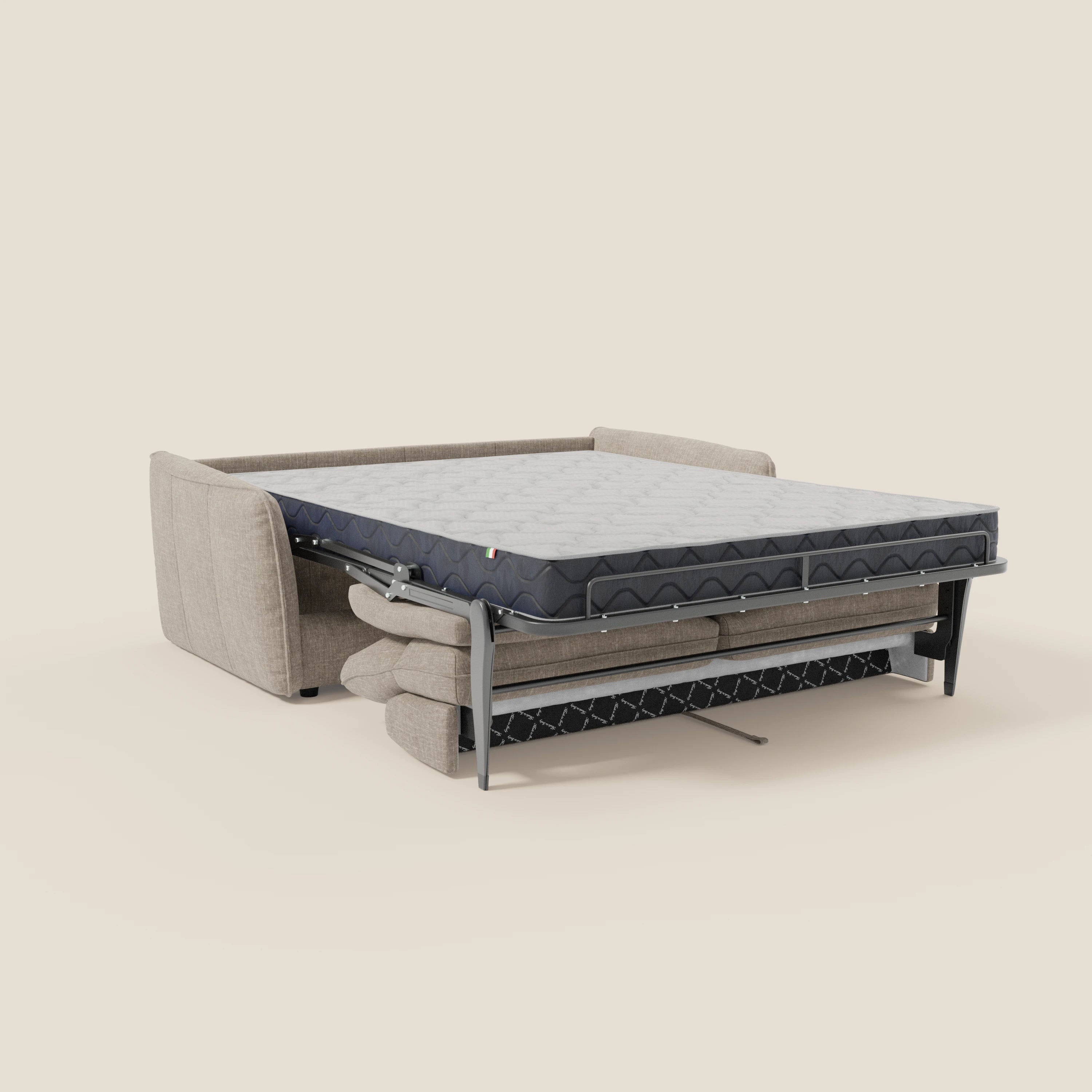 Elios Canapé convertible avec coussins de dossier souples en tissu détachable T24 lin clair