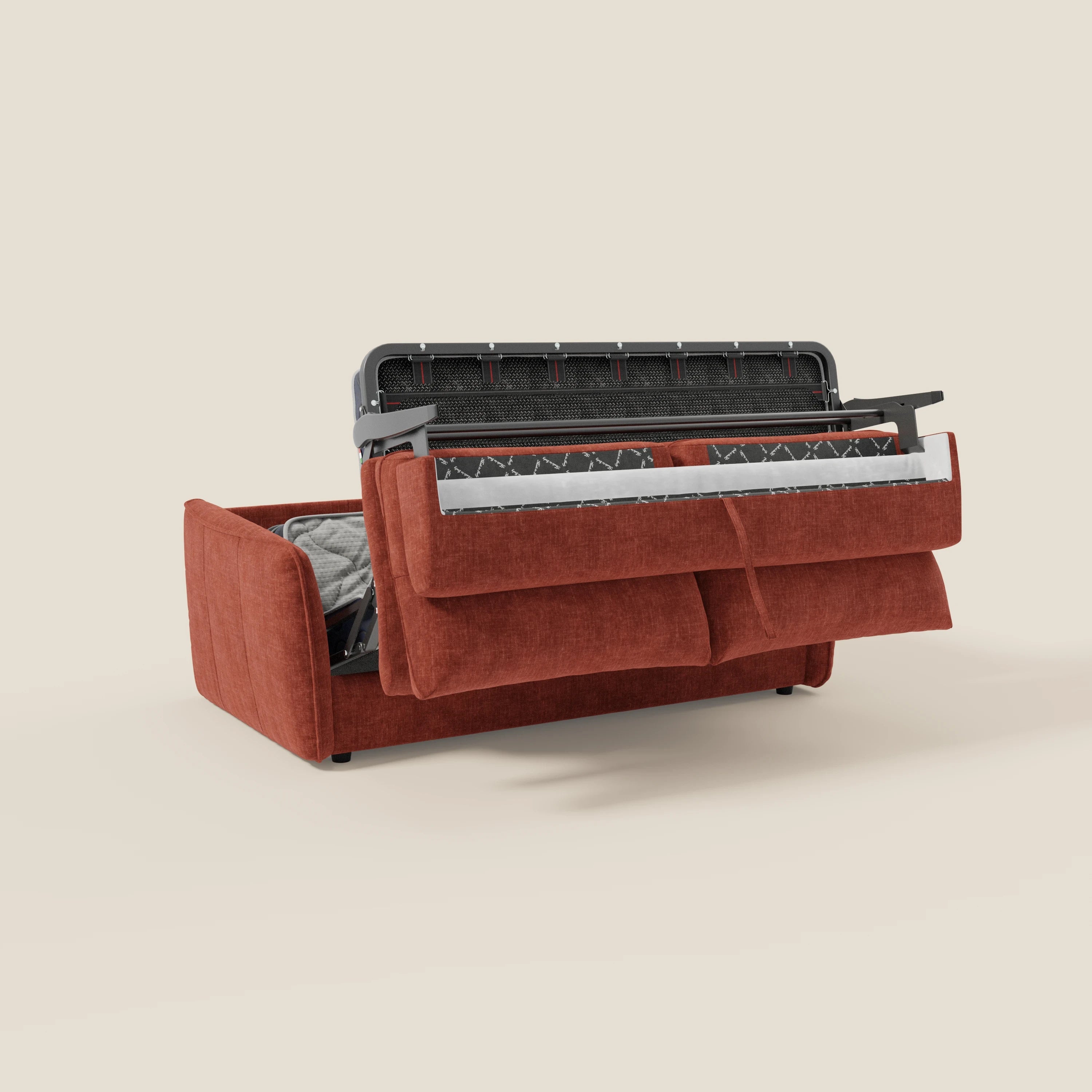 Elios Canapé convertible avec coussins de dossier souples en tissu détachable T24 rouille