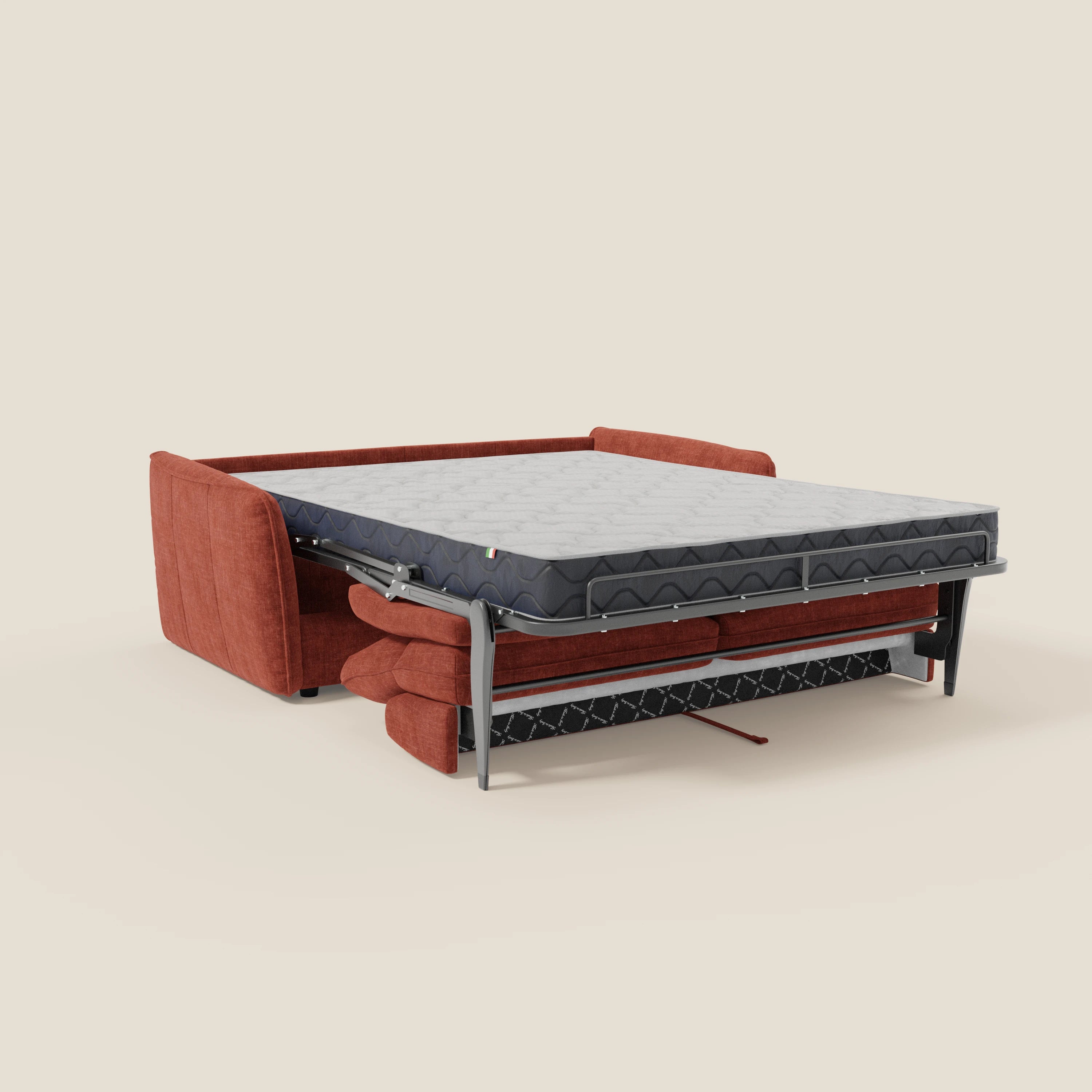 Elios Canapé convertible avec coussins de dossier souples en tissu détachable T24 rouille