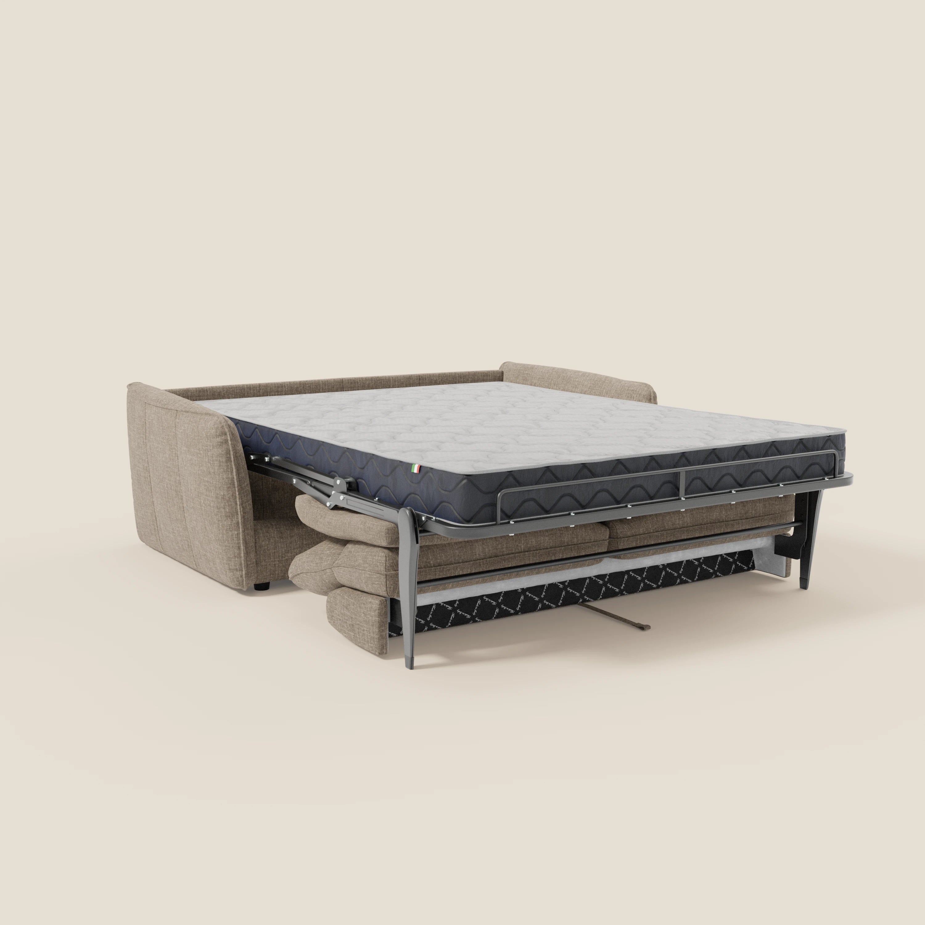 Elios Canapé convertible avec coussins de dossier souples en tissu détachable T24 brun taupe