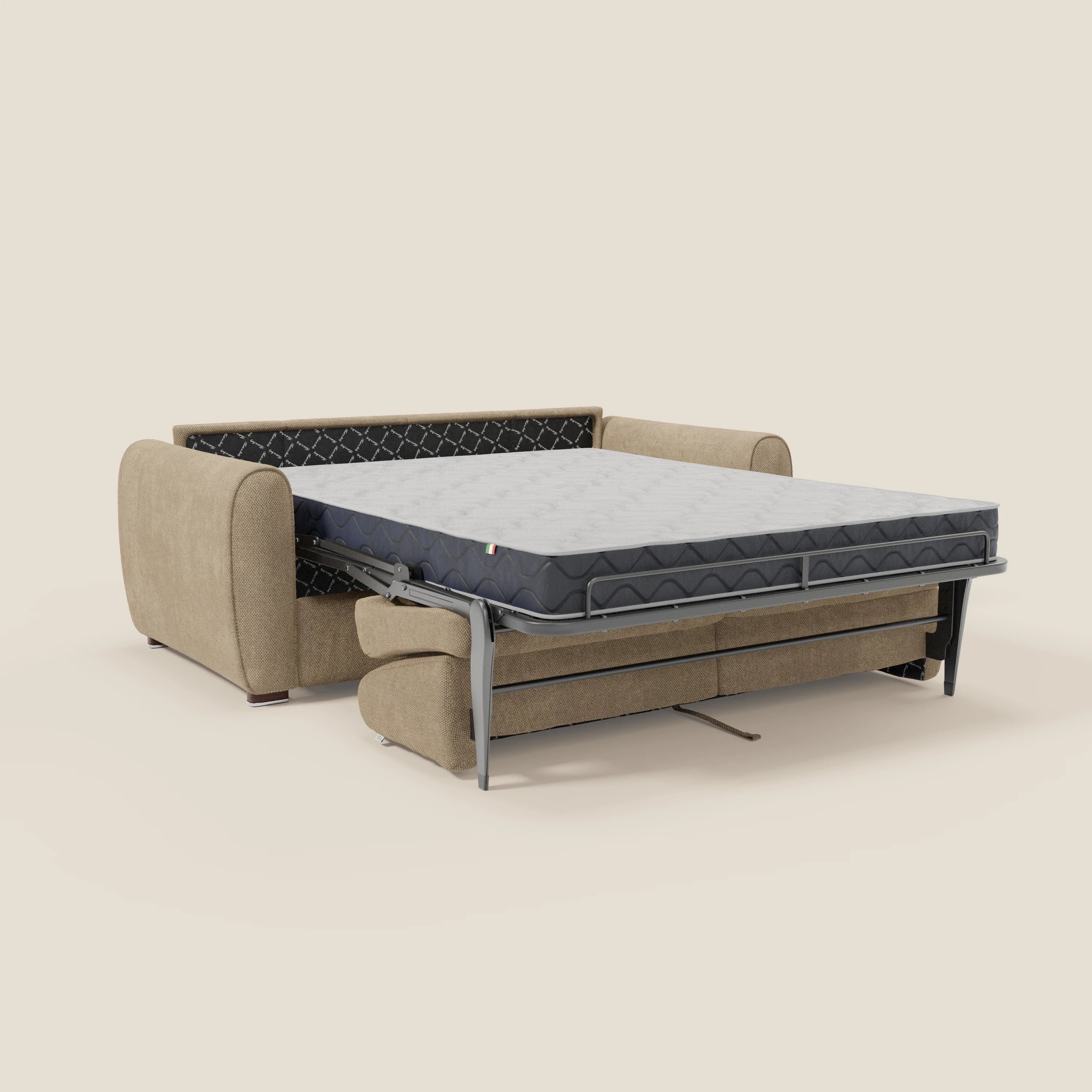Kaleo Canapé convertible moderne avec matelas H17 cm - en tissu imperméable T26 beige
