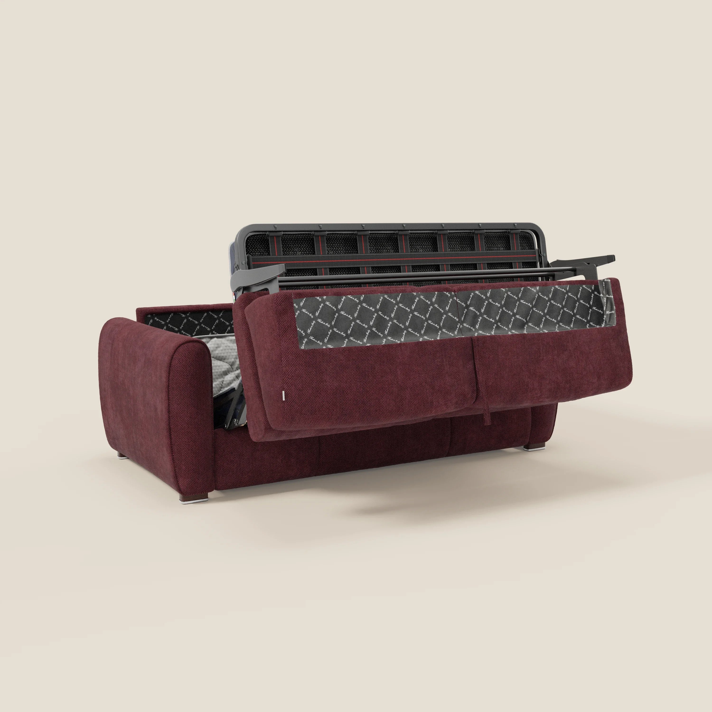 Kaleo Canapé convertible moderne avec matelas H17 cm - en tissu imperméable T26 bordeaux 
