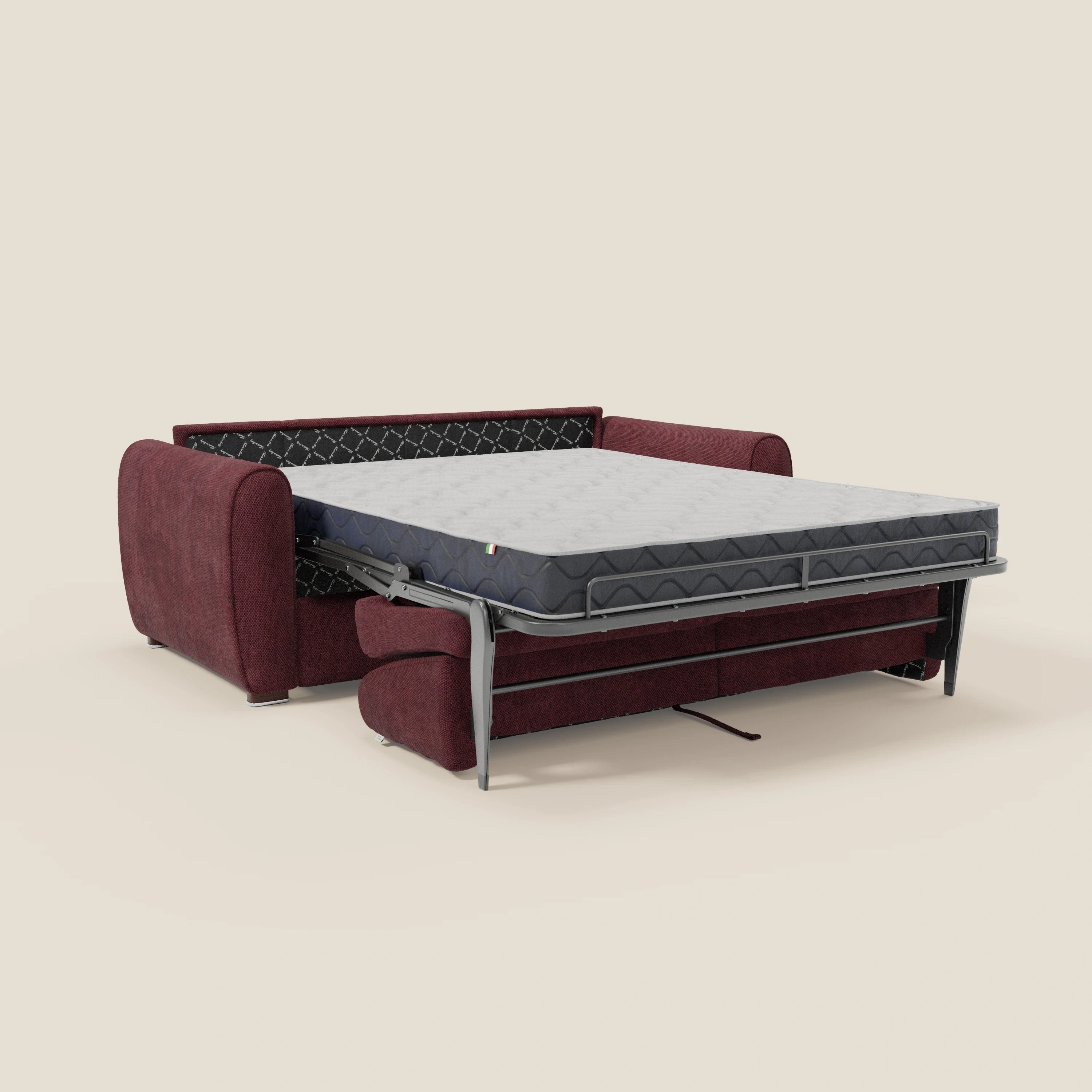 Kaleo Canapé convertible moderne avec matelas H17 cm - en tissu imperméable T26 bordeaux 