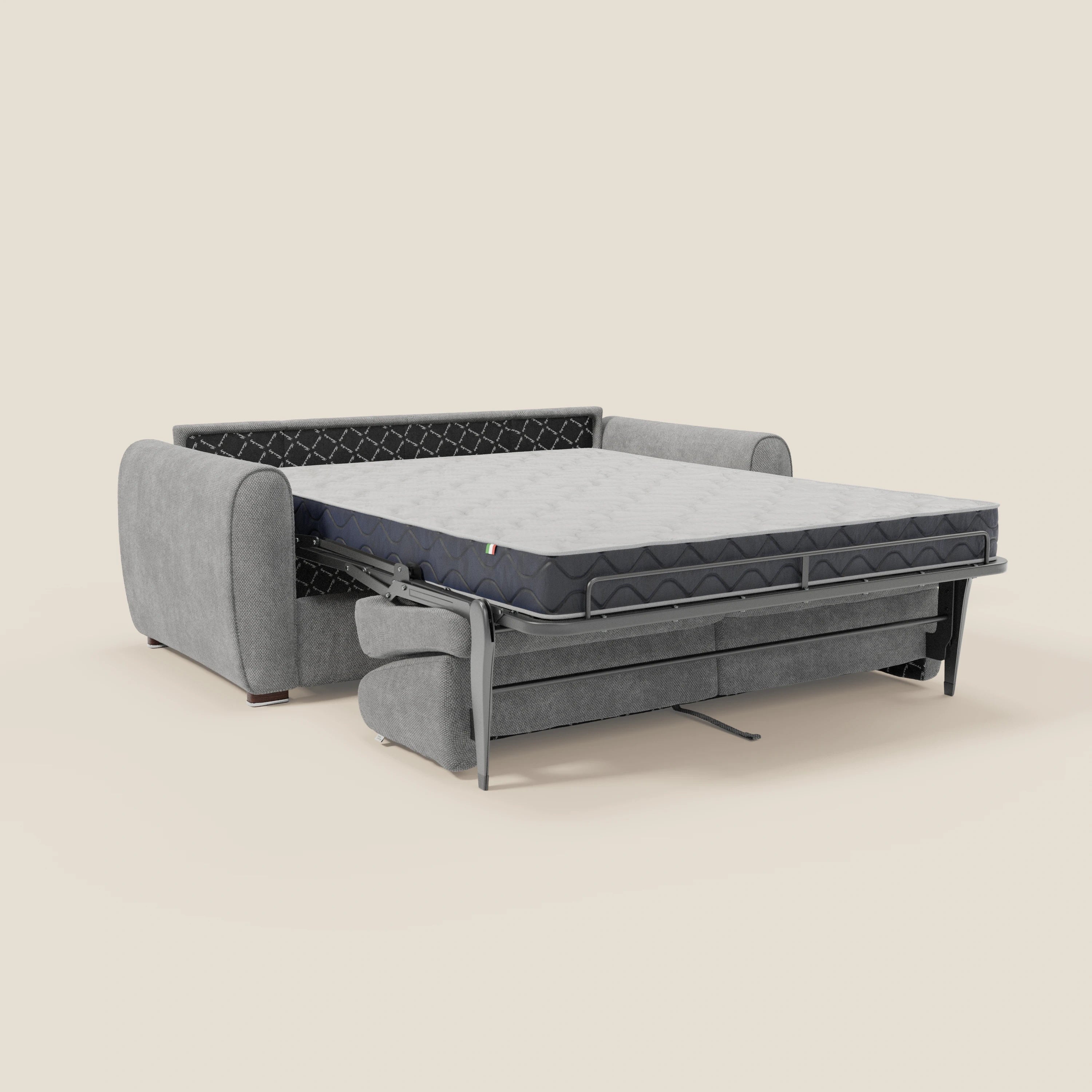 Kaleo Canapé convertible moderne avec matelas H17 cm - en tissu imperméable T26 gris