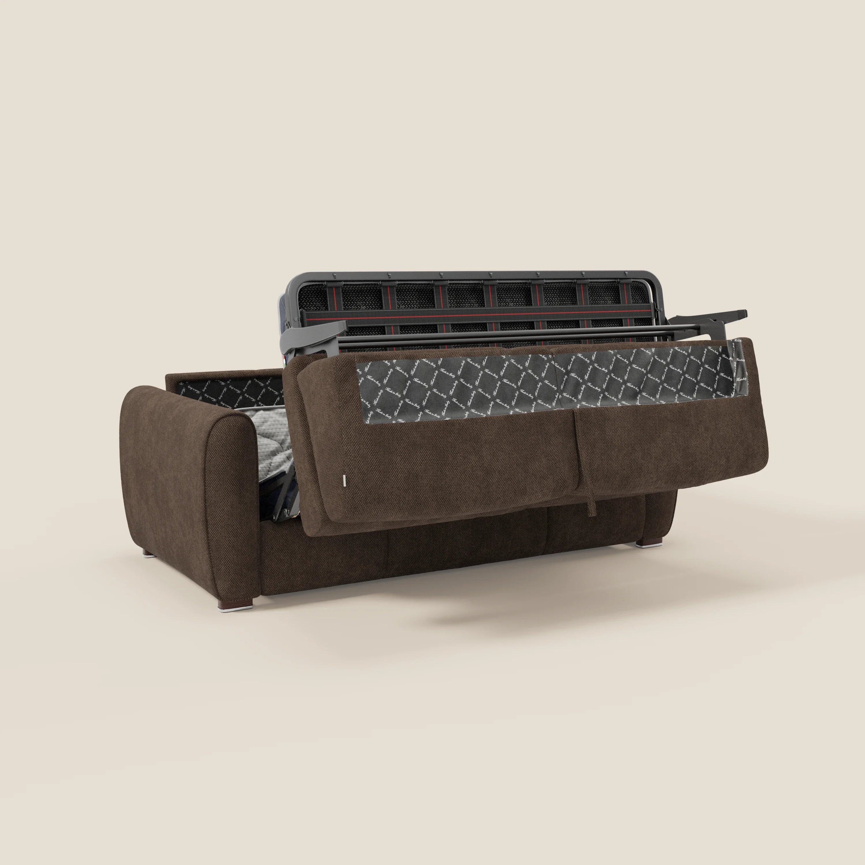 Kaleo Canapé convertible moderne avec matelas H17 cm - en tissu imperméable T26 marron