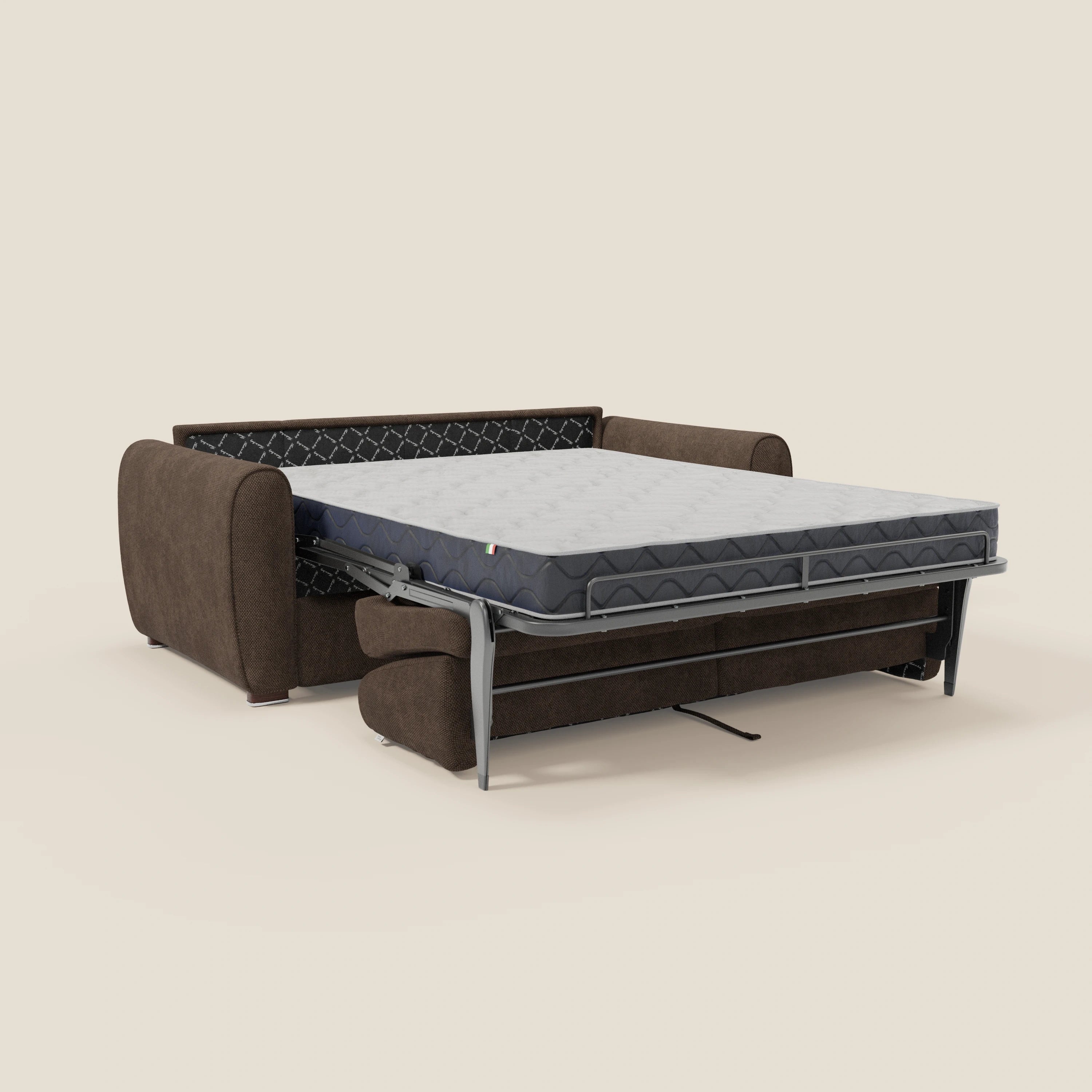 Kaleo Canapé convertible moderne avec matelas H17 cm - en tissu imperméable T26 marron